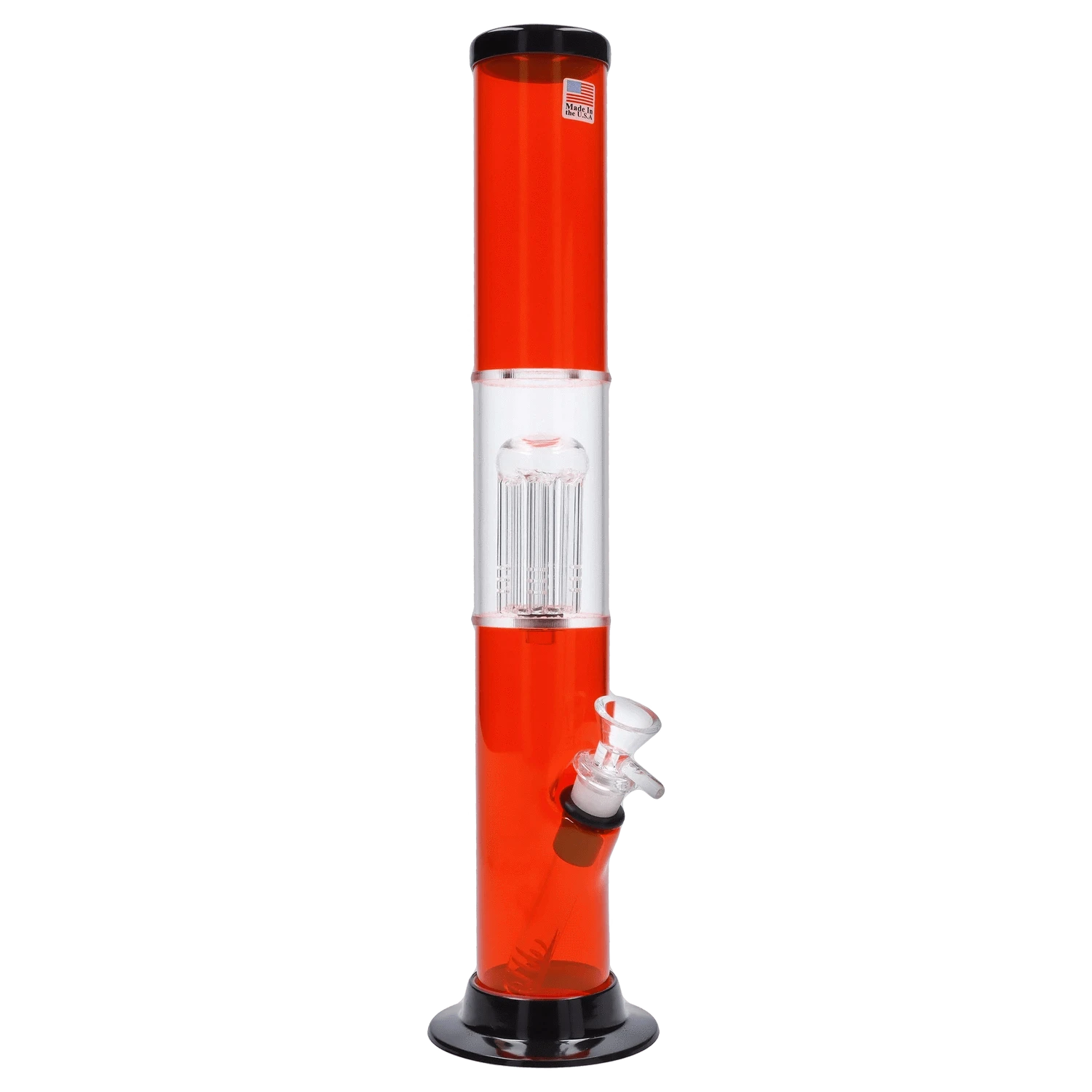 JM Plastic Water Pipe Orange JM Plastics Straight Tube with Glass Perc Acrylic Water Pipe