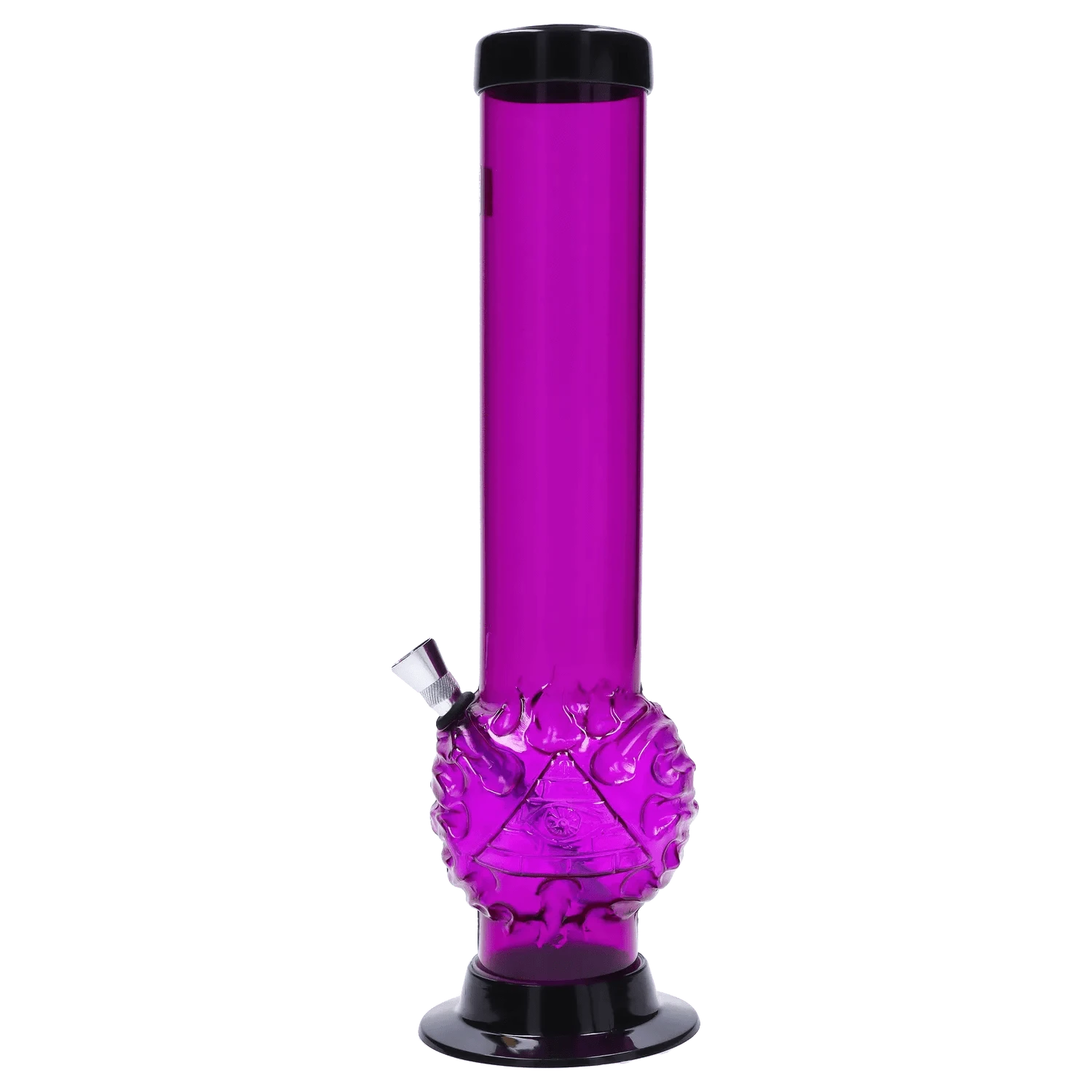 JM Plastic Water Pipe Purple JM Plastics Evil Eye Pyramid Bubble Base Acrylic Water Pipe - 12 in.