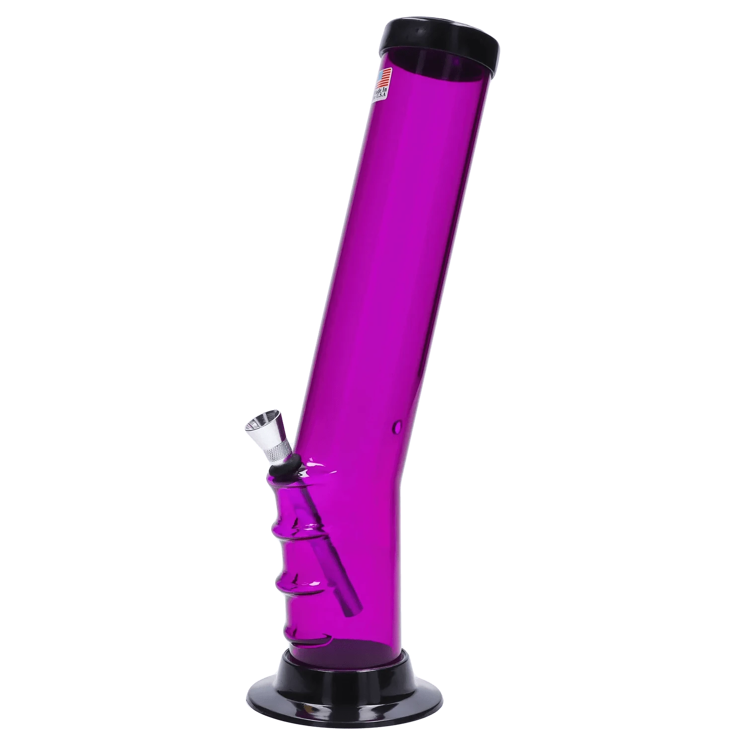 JM Plastic Water Pipe Purple JM Plastics Straight Tube Bent Neck with Grip and Carb Hole Acrylic Water Pipe - 12 in.