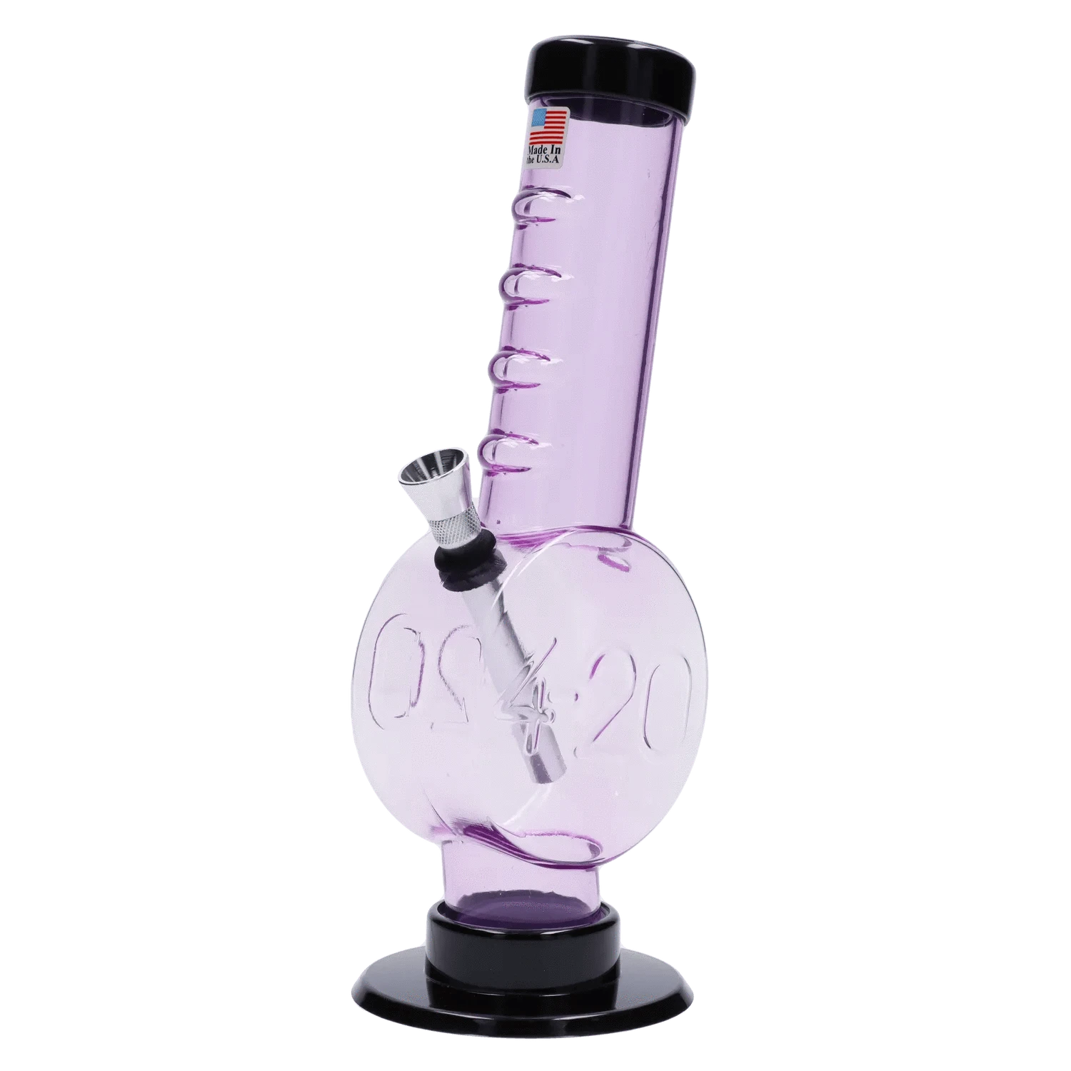 JM Plastic Water Pipe Purple Tinted Clear JM Plastics 420 Coin Base with Grip Acrylic Water Pipe - 9 in.