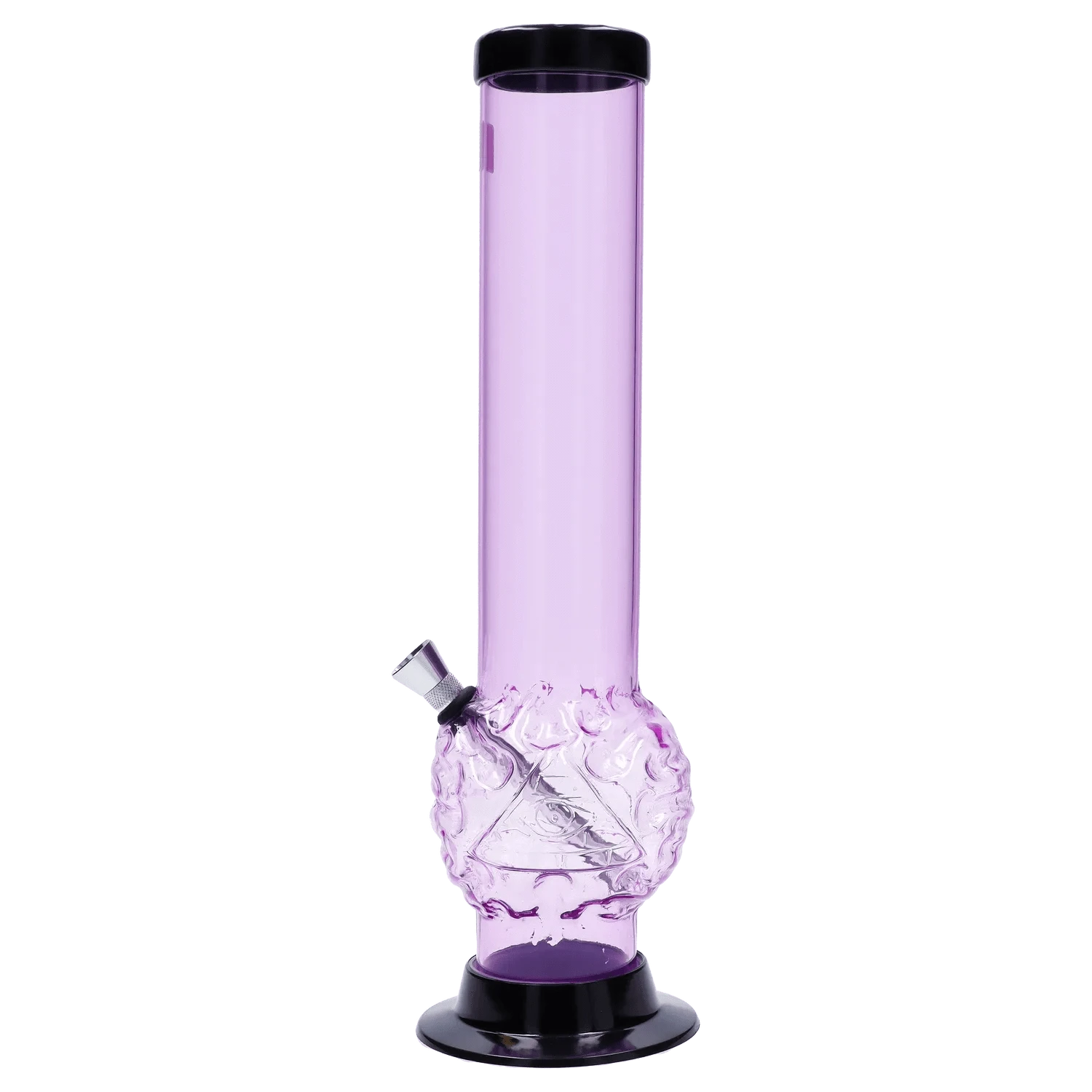 JM Plastic Water Pipe Purple Tinted Clear JM Plastics Evil Eye Pyramid Bubble Base Acrylic Water Pipe - 12 in.