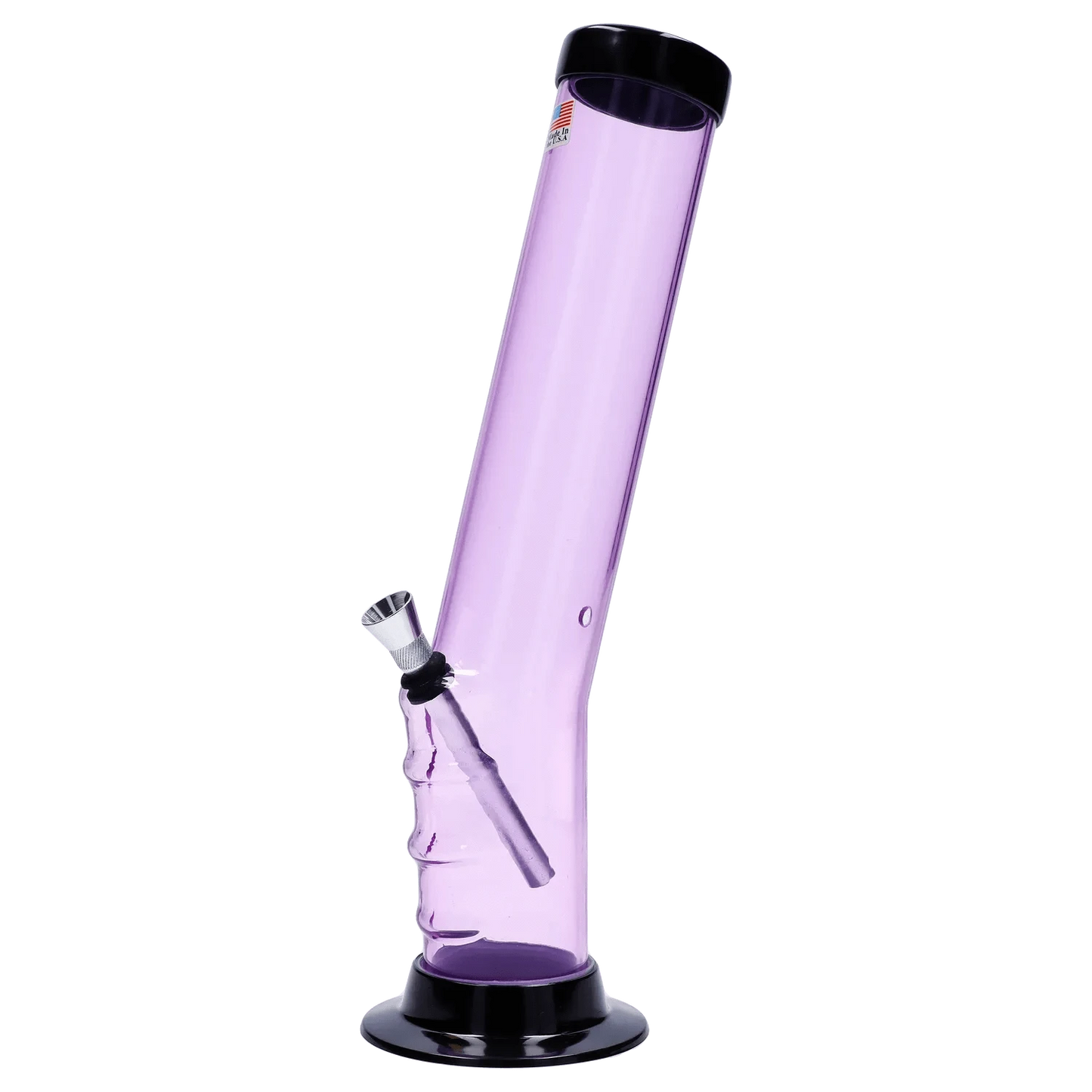 JM Plastic Water Pipe Purple Tinted Clear JM Plastics Straight Tube Bent Neck with Grip and Carb Hole Acrylic Water Pipe - 12 in.