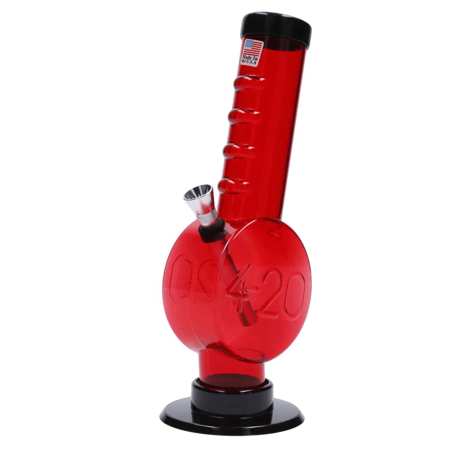 JM Plastic Water Pipe Red JM Plastics 420 Coin Base with Grip Acrylic Water Pipe - 9 in.