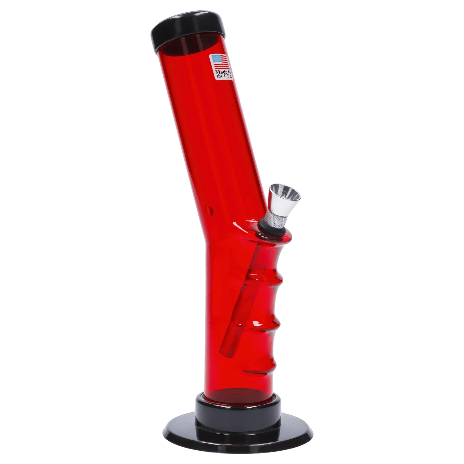 JM Plastic Water Pipe Red JM Plastics Bent Neck Straight Tube with Grip Acrylic Water Pipe - 9 in.