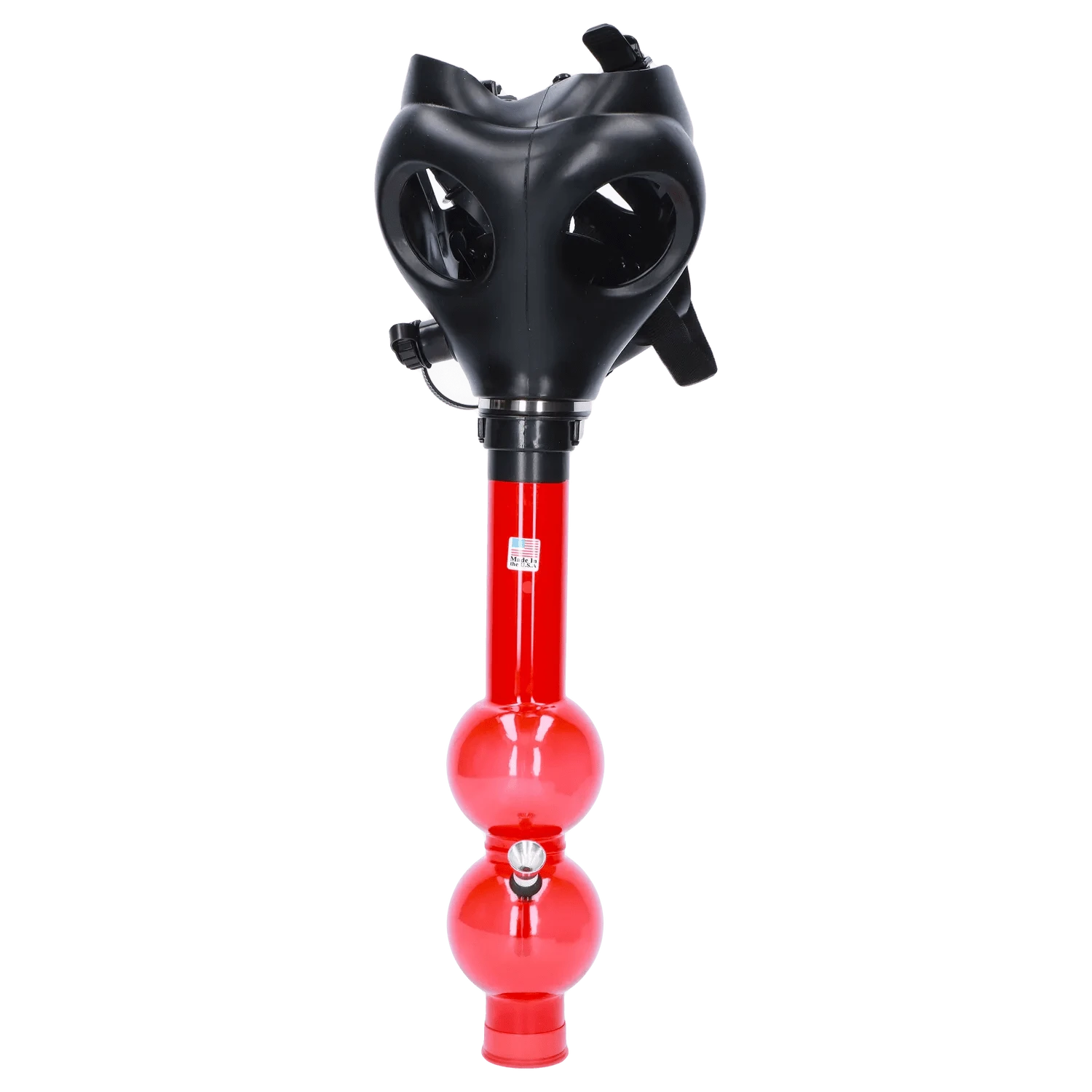 JM Plastic Water Pipe Red JM Plastics Black Gas Mask with Bright Acrylic Water Pipe