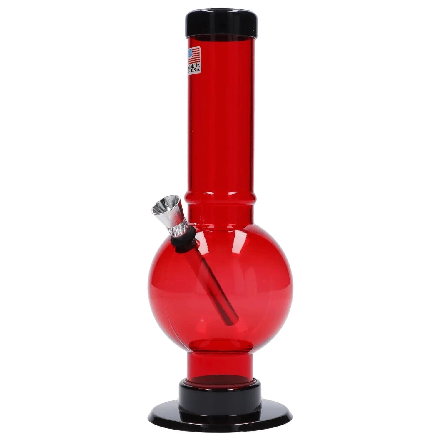 JM Plastic Water Pipe Red JM Plastics Bubble Base with Carb Hole Acrylic Water Pipe - 9 in.