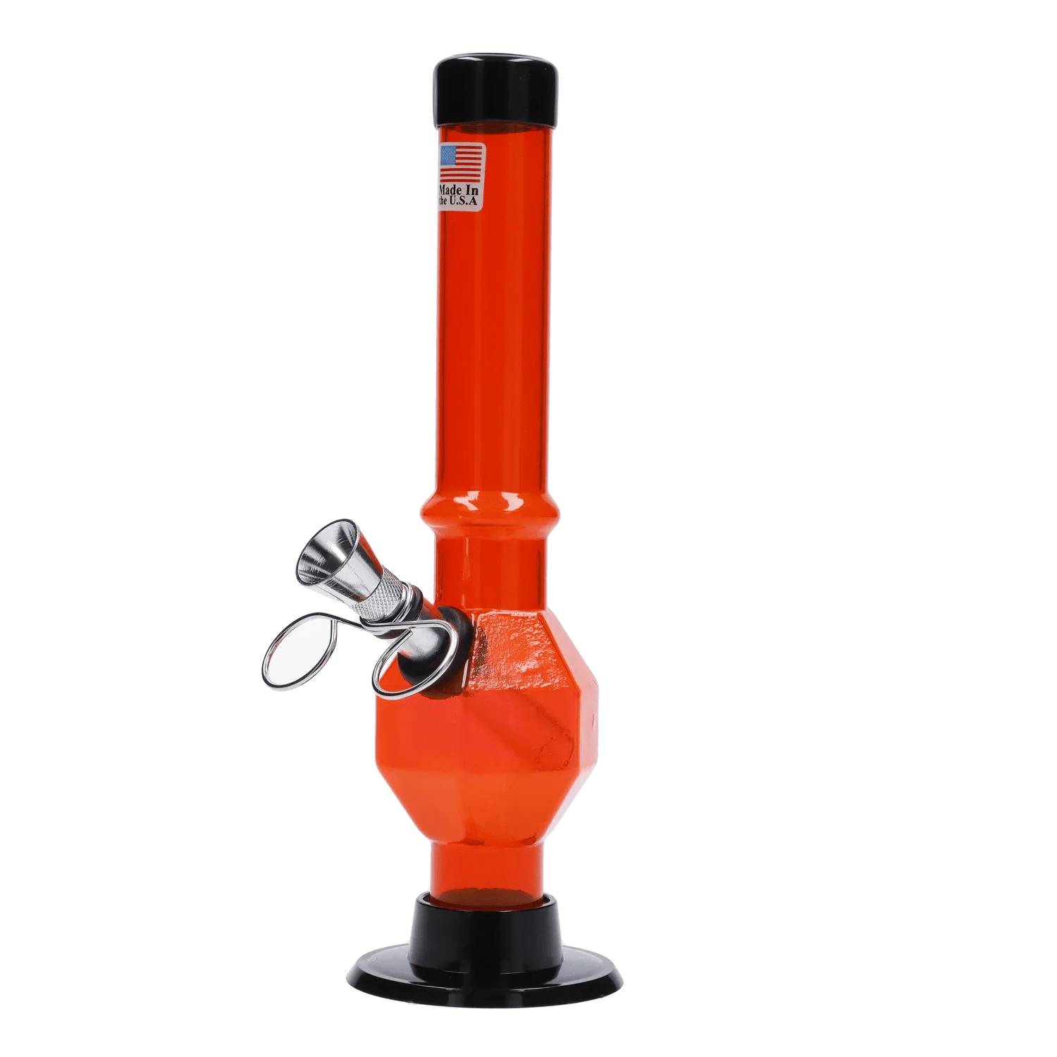 JM Plastic Water Pipe Red JM Plastics Grenade Base with Pull Slide Acrylic Water Pipe - 8 in.