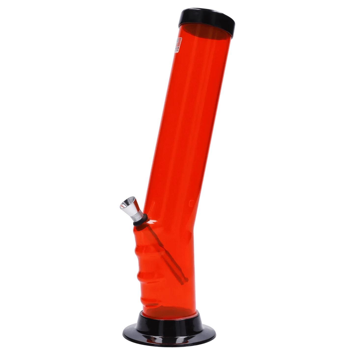 JM Plastic Water Pipe Red JM Plastics Straight Tube Bent Neck with Grip and Carb Hole Acrylic Water Pipe - 12 in.