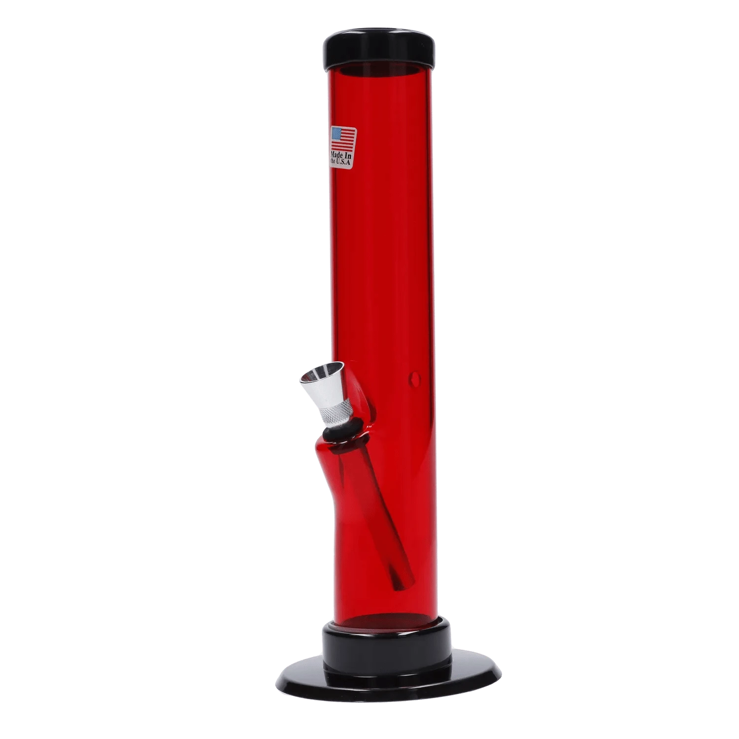 JM Plastic Water Pipe Red JM Plastics Straight Tube with Carb Hole Acrylic Water Pipe - 9 in.