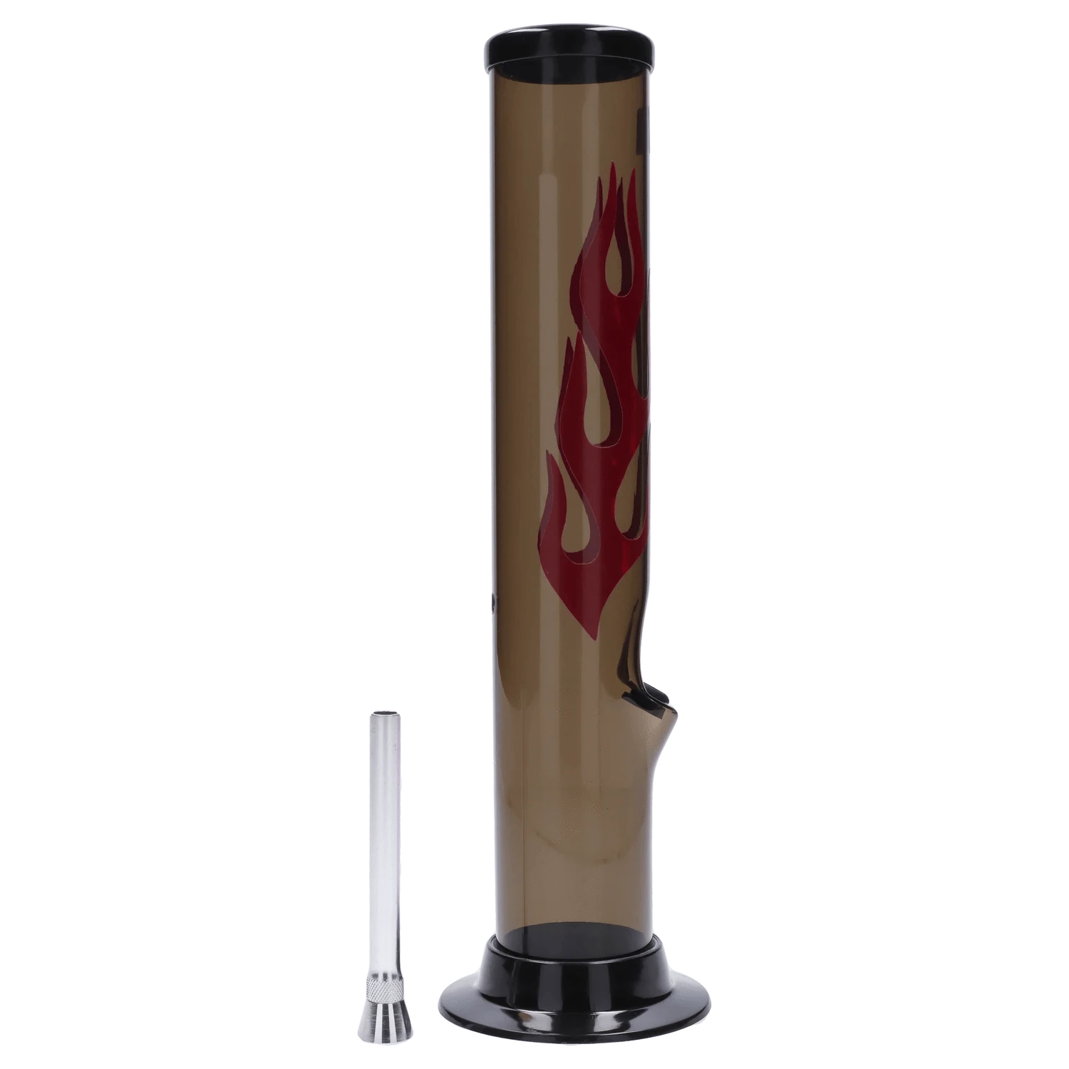 JM Plastic Water Pipe Smoke JM Plastics Flame Straight Tube with Carb Hole Acrylic Water Pipe - 12 in.