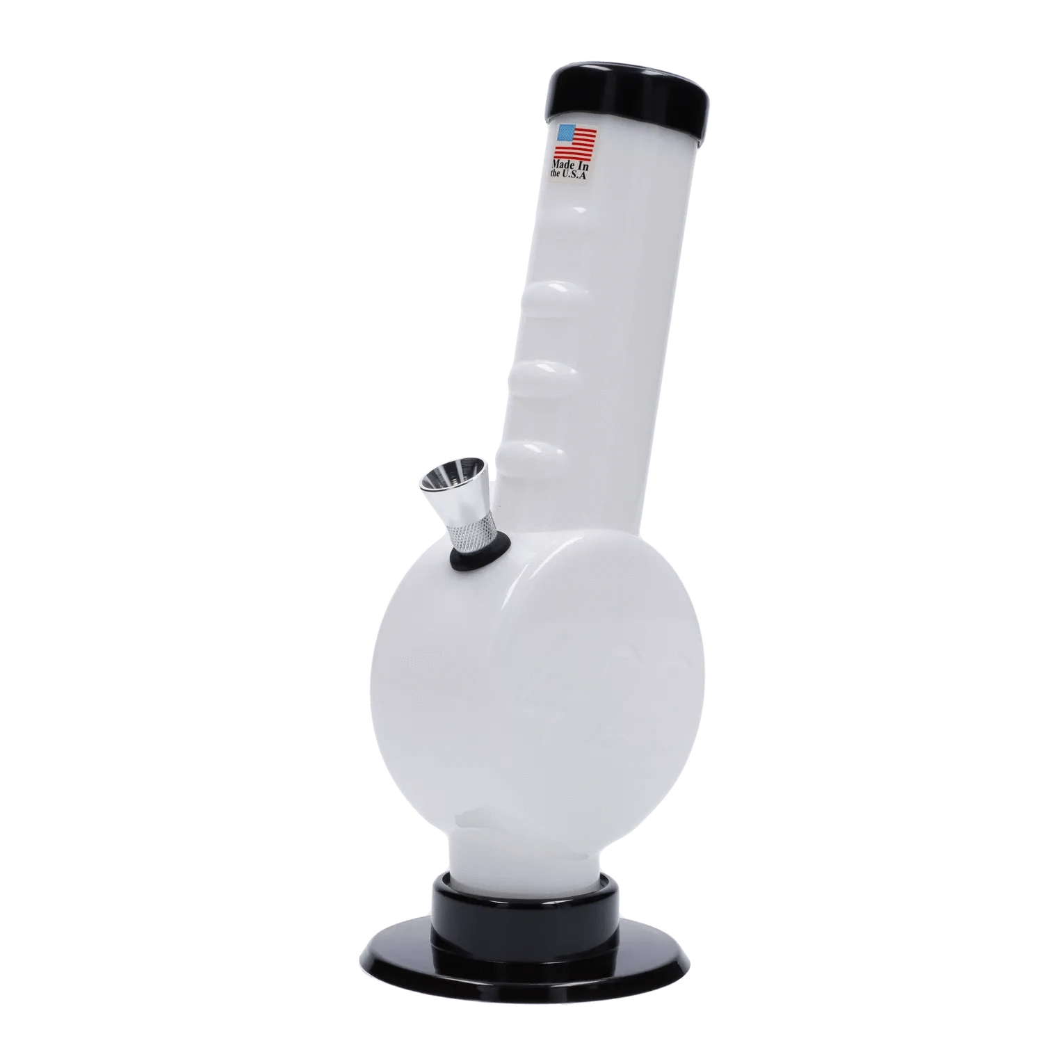 JM Plastic Water Pipe Solid White JM Plastics 420 Coin Base with Grip Acrylic Water Pipe - 9 in.