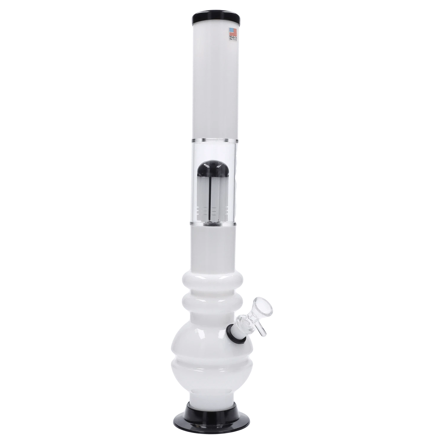 JM Plastic Water Pipe Solid White JM Plastics Bubble Base with Glass Perc Acrylic Water Pipe