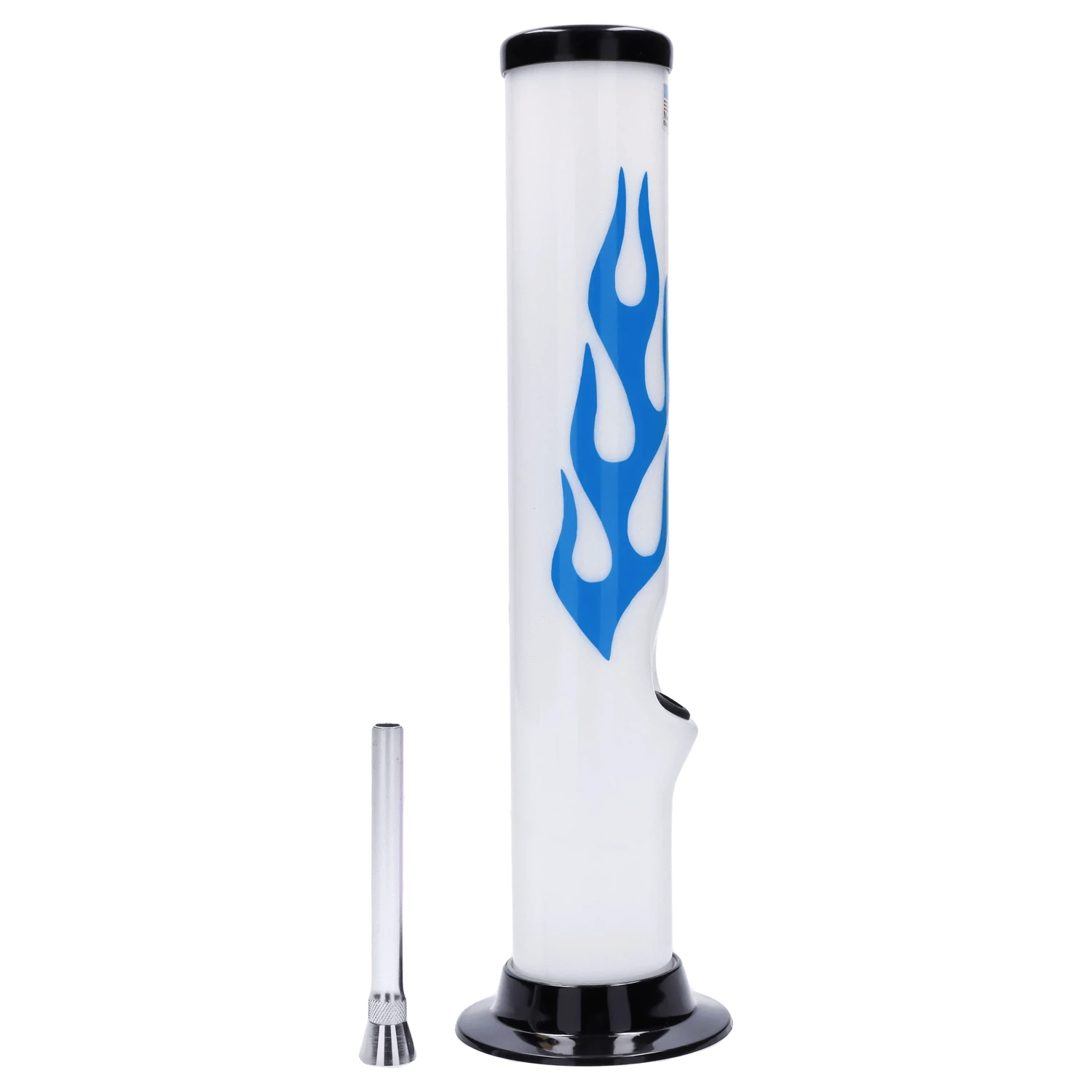 JM Plastic Water Pipe Solid White JM Plastics Flame Straight Tube with Carb Hole Acrylic Water Pipe - 12 in.