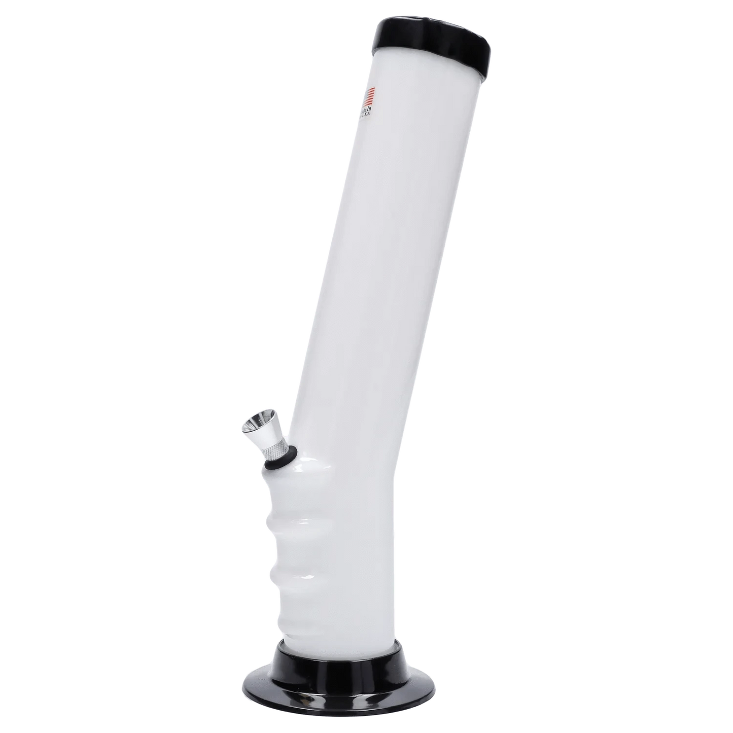JM Plastic Water Pipe Solid White JM Plastics Straight Tube Bent Neck with Grip and Carb Hole Acrylic Water Pipe - 12 in.