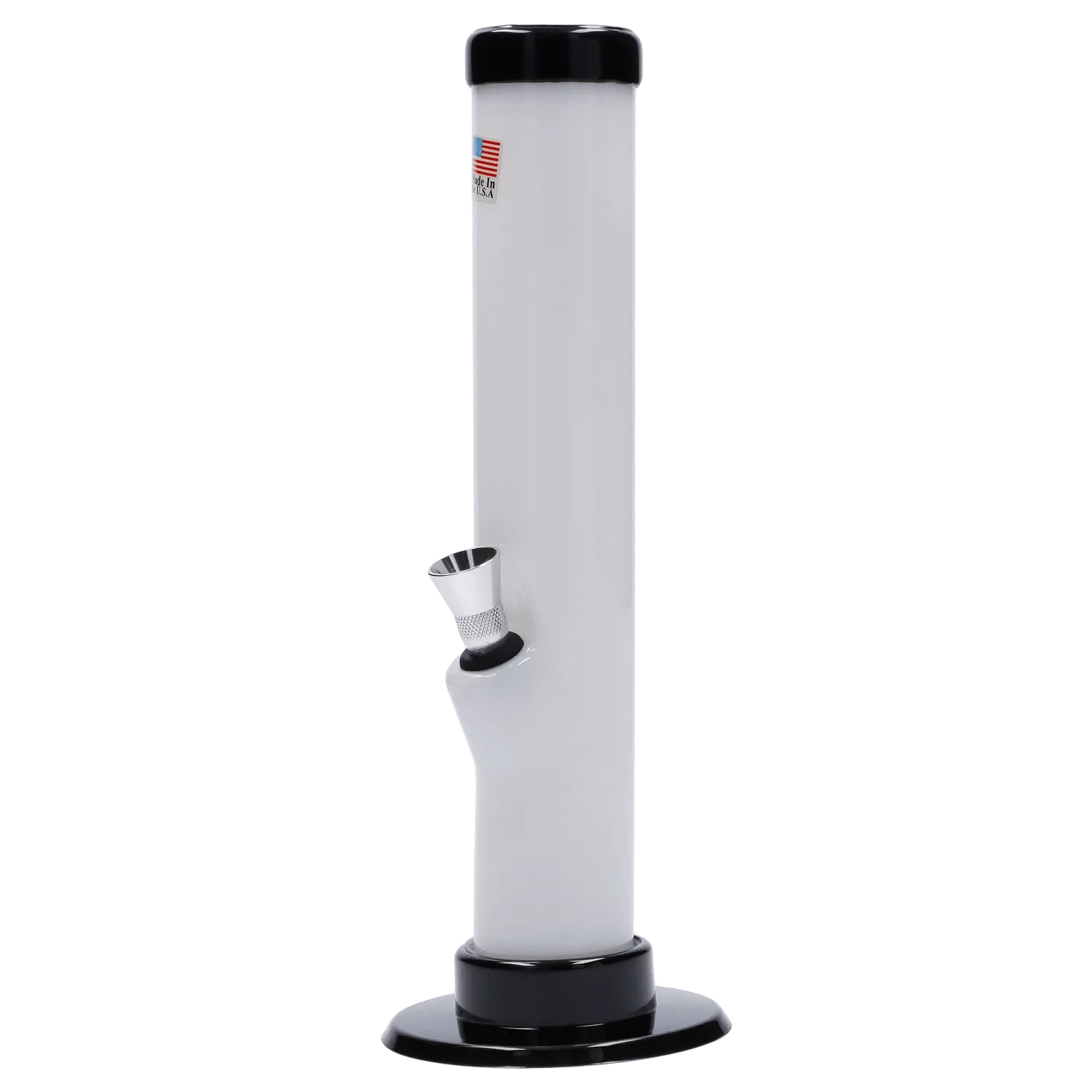 JM Plastic Water Pipe Solid White JM Plastics Straight Tube with Carb Hole Acrylic Water Pipe - 9 in.