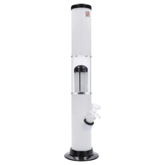 JM Plastic Water Pipe Solid White JM Plastics Straight Tube with Glass Perc Acrylic Water Pipe