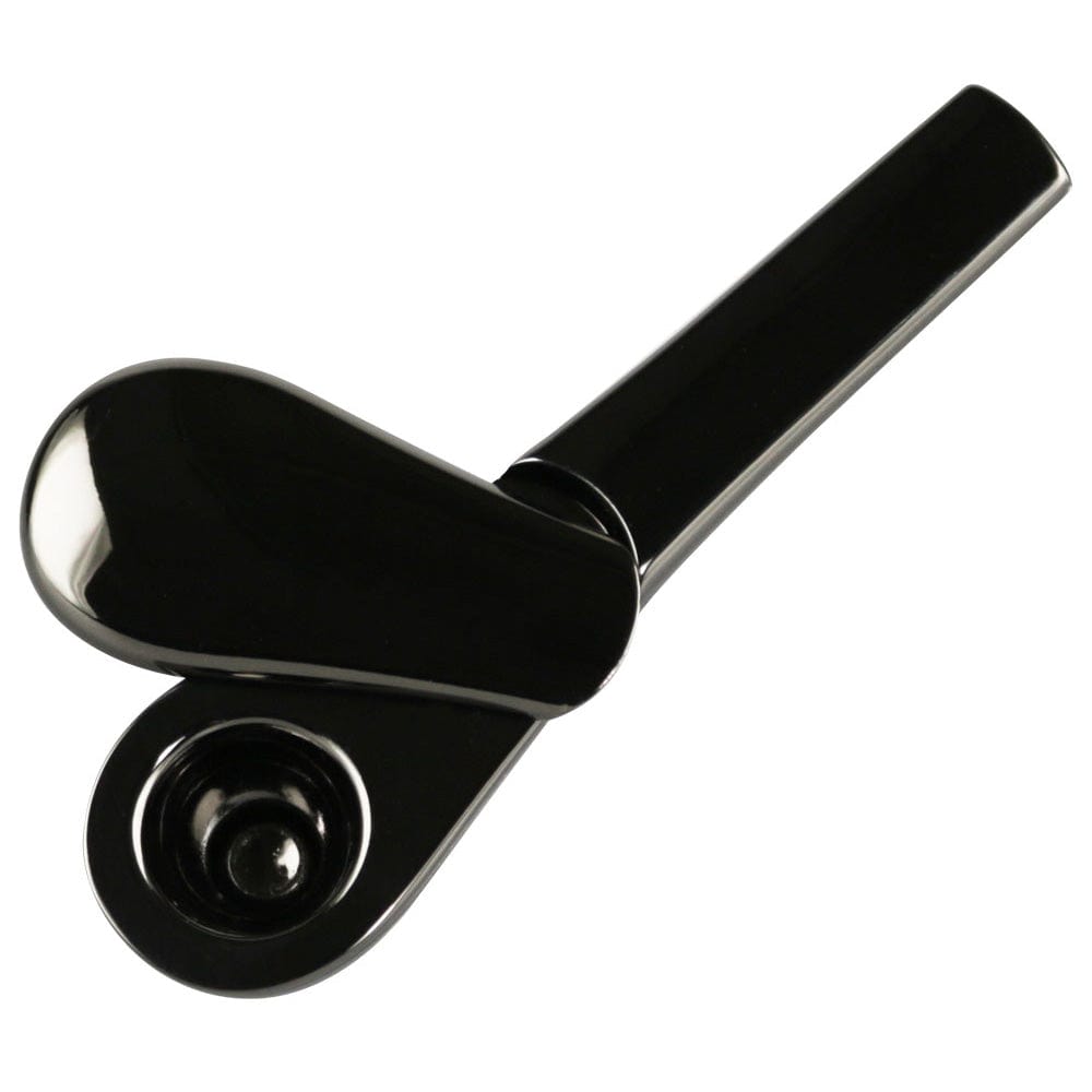 A detailed studio shot of the Journey Pipe J2| displaying the smooth, curved design of the black pipe against a white background.