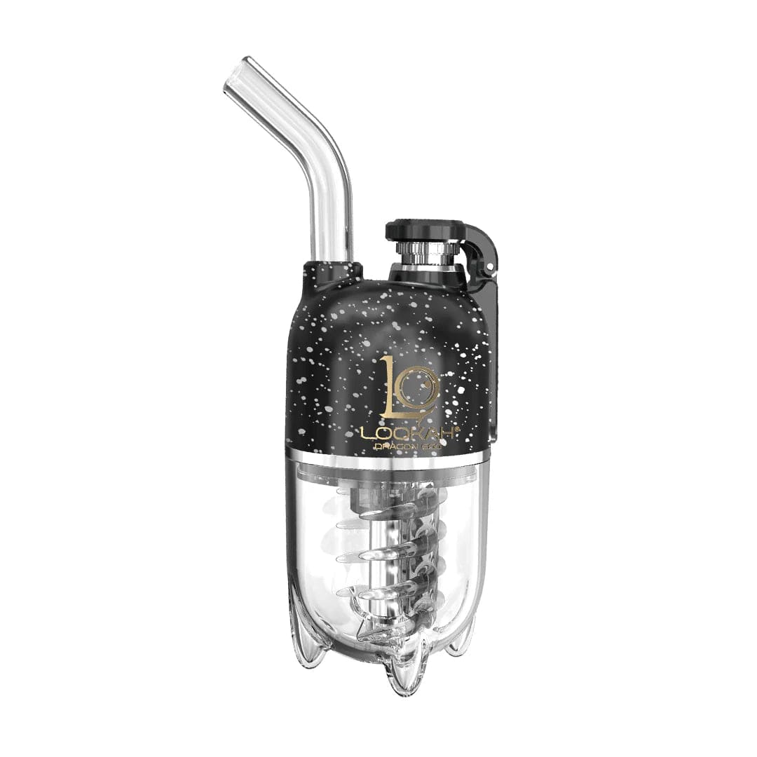 Front view of the Dragon Egg eRig Bubbler  Spatter Edition, showcasing its egg-shaped design and patterned finish.