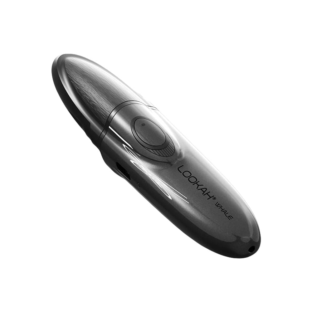 A sleek, side view of the Whale Electric Dab Straw shows its pen-like shape and metallic finish against a plain white background.