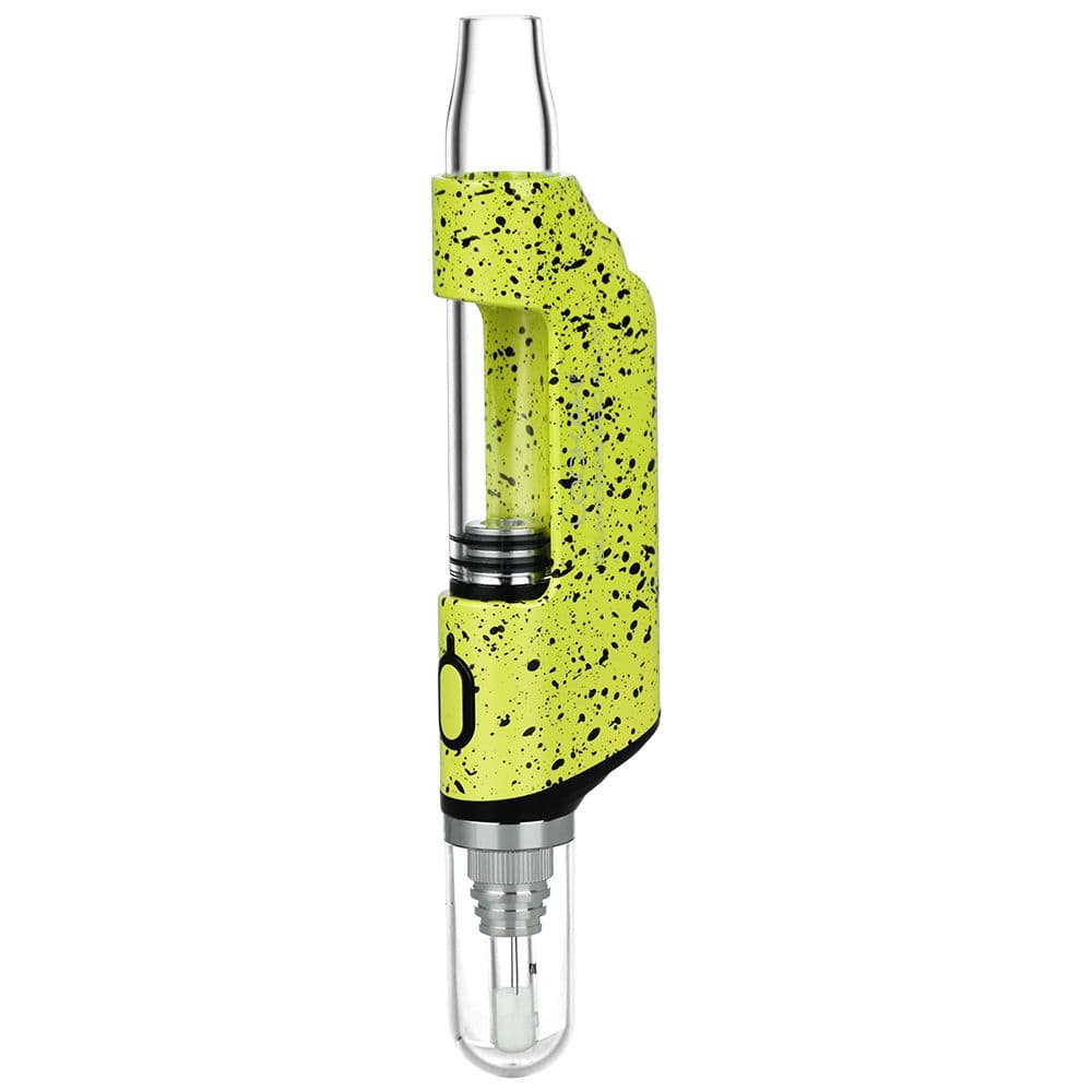 A side view of the Seahorse PRO Plus Electric Dab Pen in the Spatter Edition, showing its sleek, patterned design.