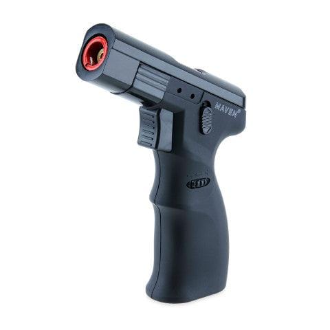 A side view of the Model K Butane Torch Lighter with a sleek black finish and ergonomic grip.