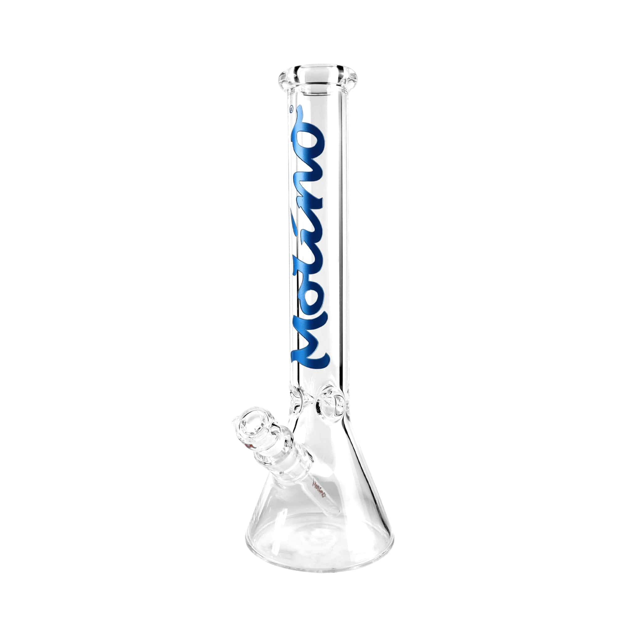 A front view of the 9 mm Thick Glass Beaker Bong, showcasing its clear glass construction and simple beaker shape.