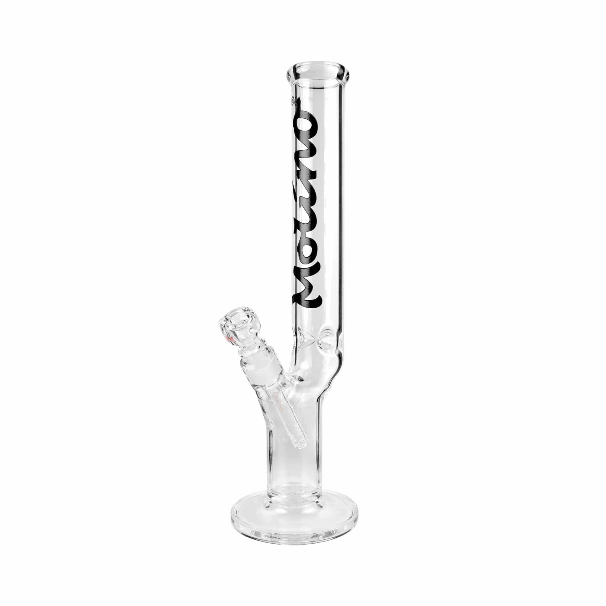A studio shot of the Dirty Harry 40| a clear glass beaker bong presented at a slight angle against a plain white background.
