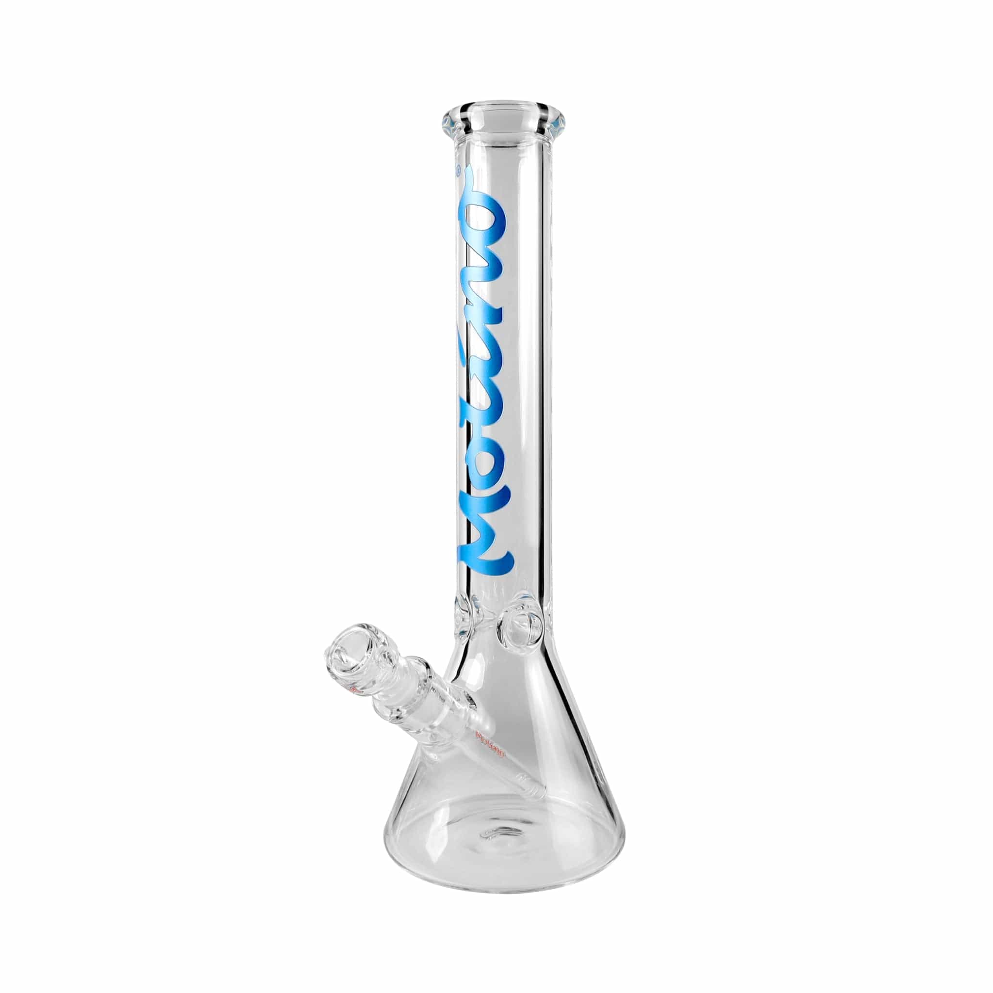 A front view of the 7mm Classic Glass Beaker Bong, showcasing its clear glass construction and simple beaker shape.