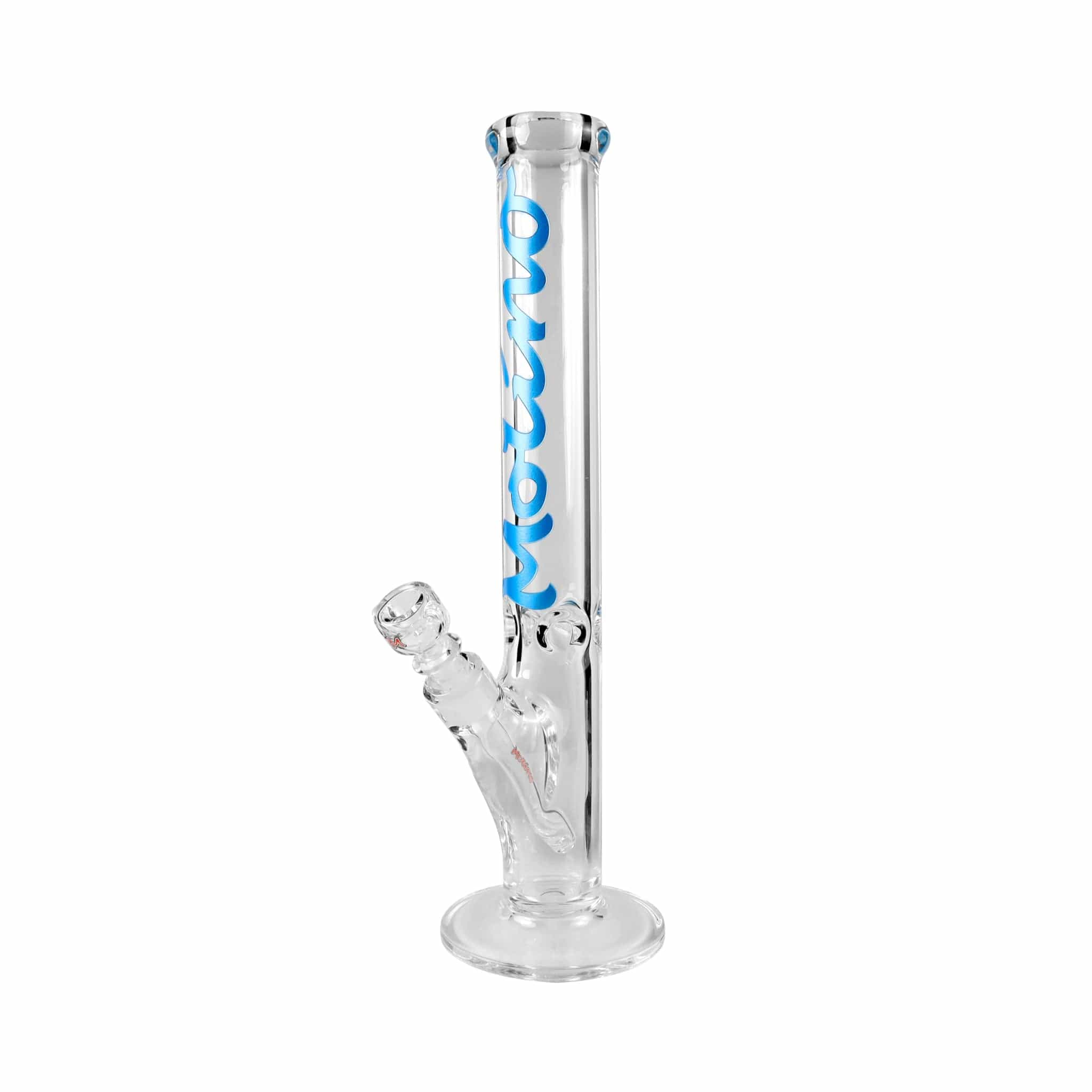 Front view of the 9mm Thick Classic Straight Tube Bong, a clear glass tube with a simple, cylindrical shape and a wide base.