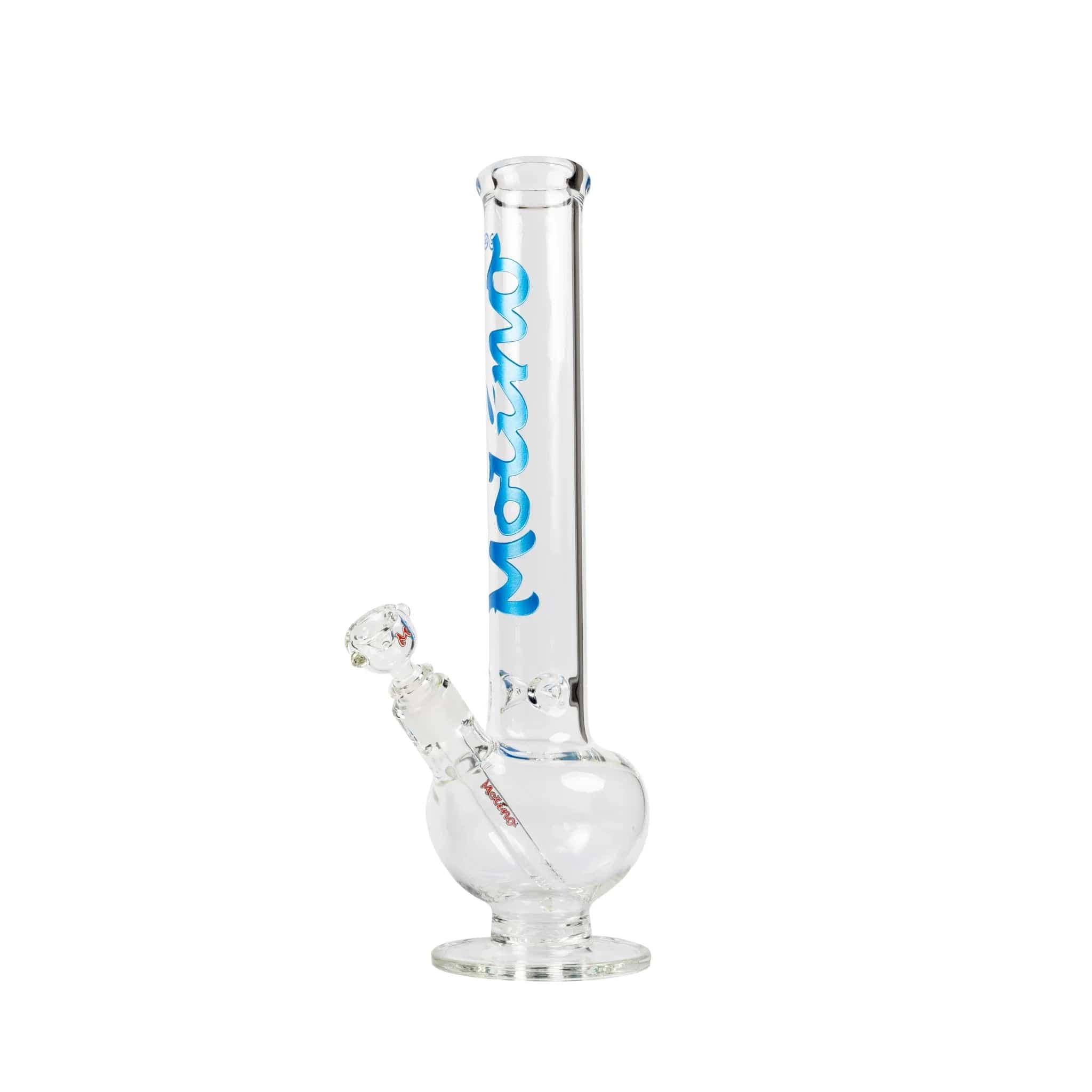 A straight-on view of the New York Straight Tube Bong, featuring clear glass and a simple cylindrical shape.