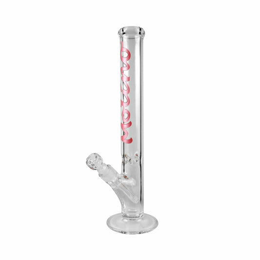 Front view of the 7mm Straight Tube Bong, a clear glass tube with a simple cylindrical shape and minimal design.