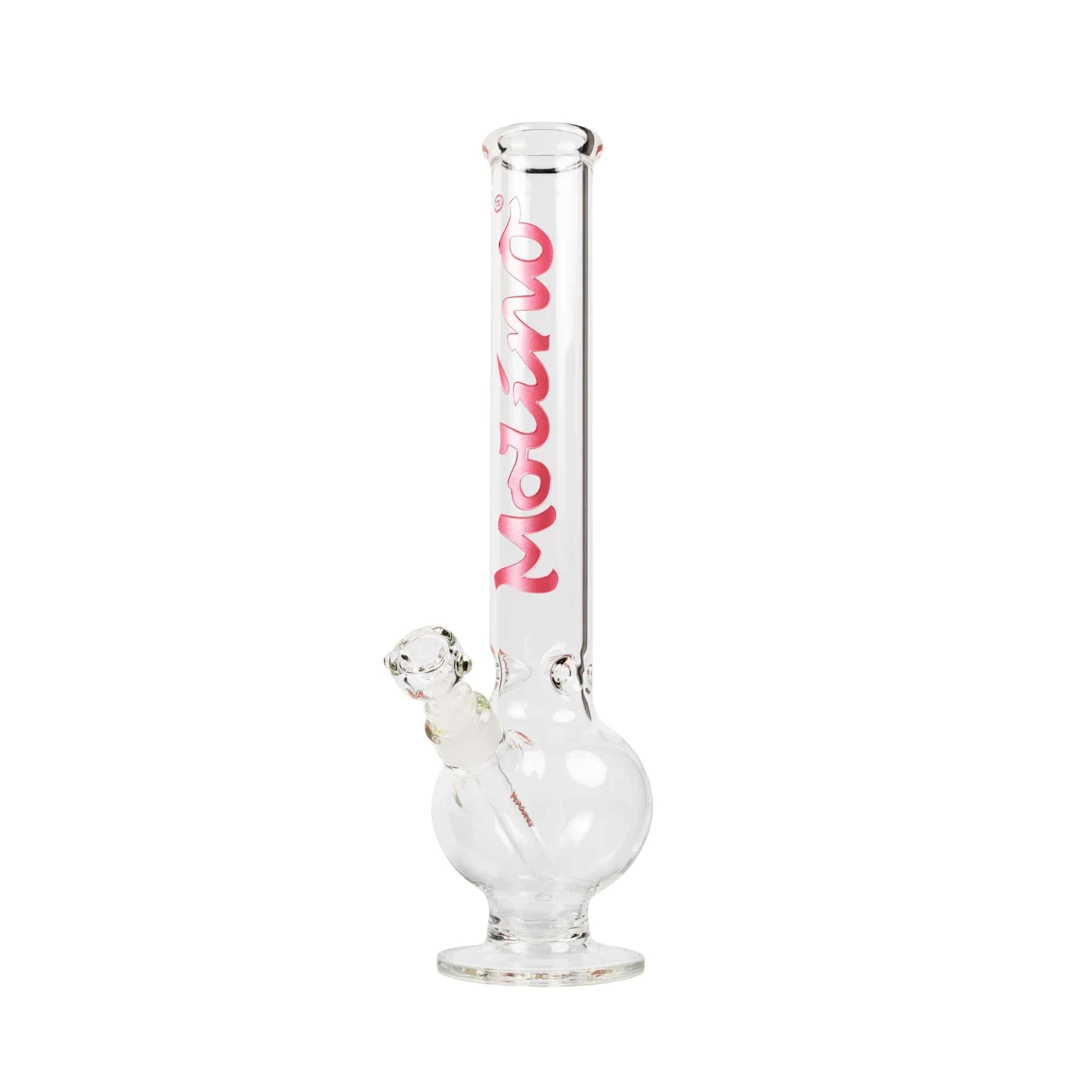A studio shot of the New York Straight Tube Bong, showcasing its clear glass construction and simple cylindrical shape.