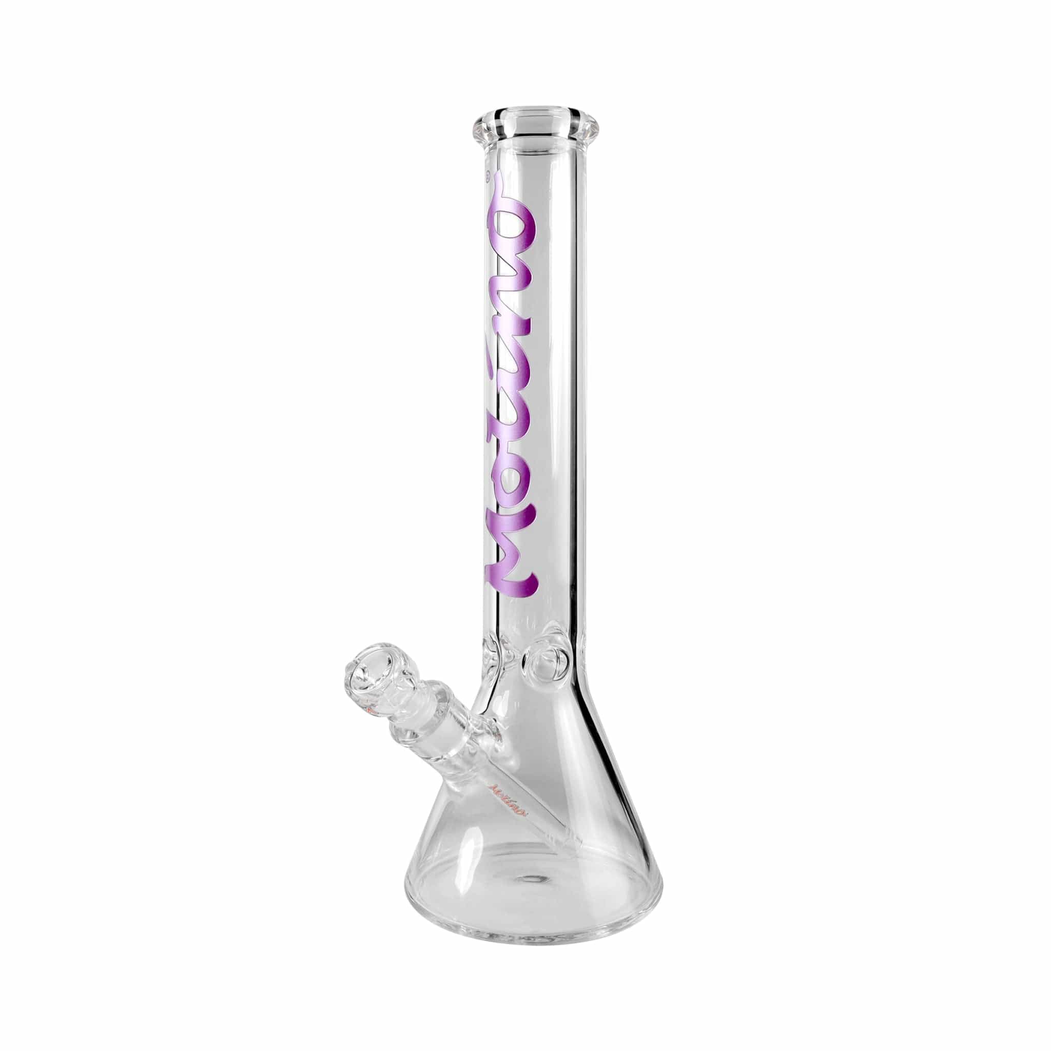 A front view of the 7mm Classic Glass Beaker Bong, displaying its clear glass construction and simple beaker shape.