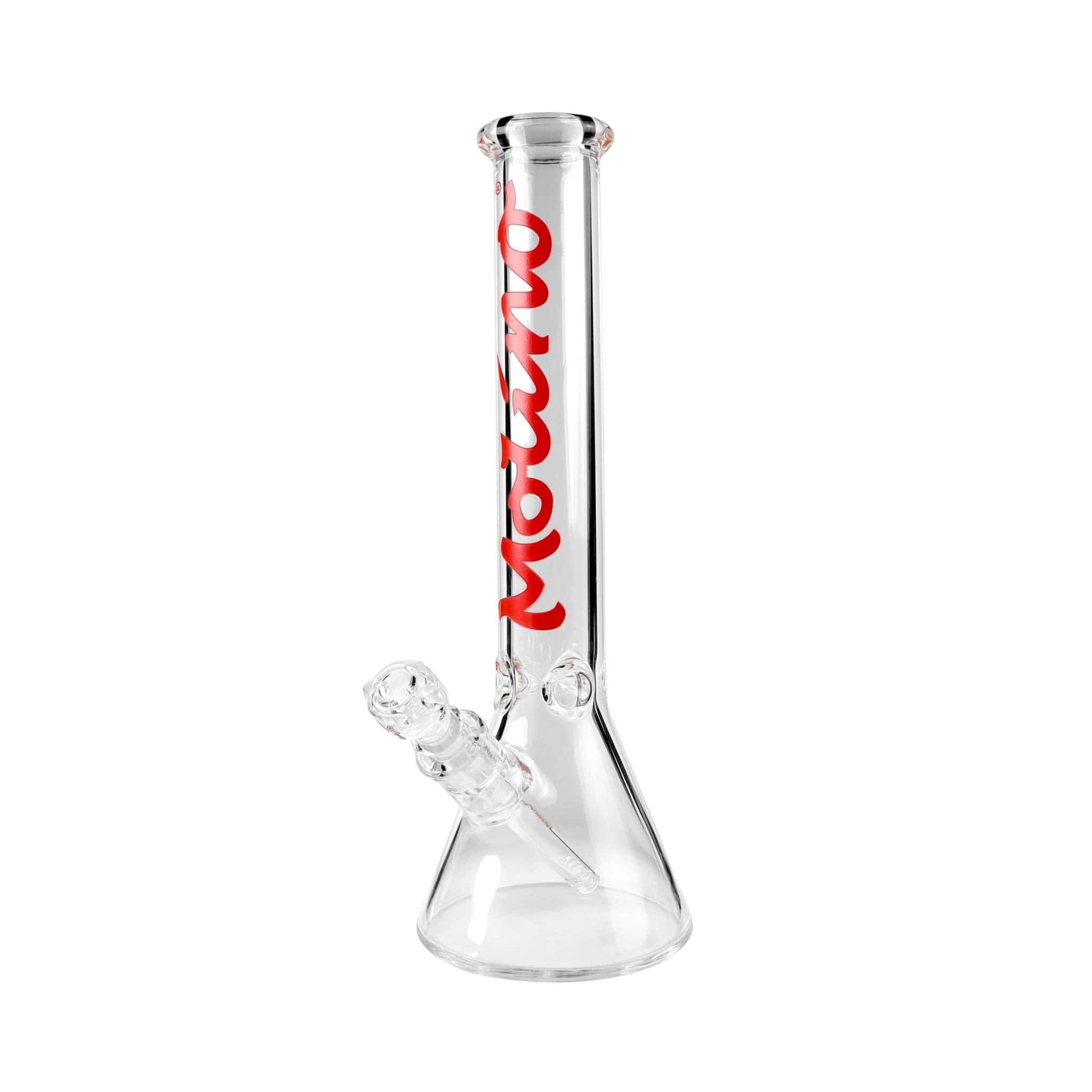 A studio shot of the 7mm Classic Glass Beaker Bong, displaying the clear glass construction in a straightforward, angled view.