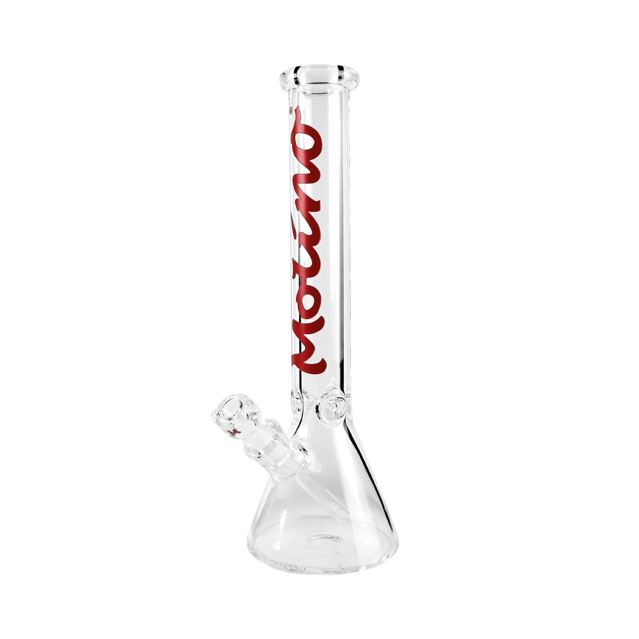A front view of the 9 mm Thick Glass Beaker Bong, showcasing its clear glass construction and simple beaker shape.