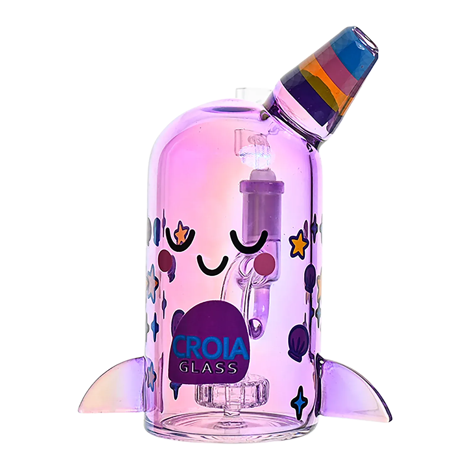 Croia Glass Cute Narwhal Dab Rig – Mini Showerhead Perc Rig | Croia Glass