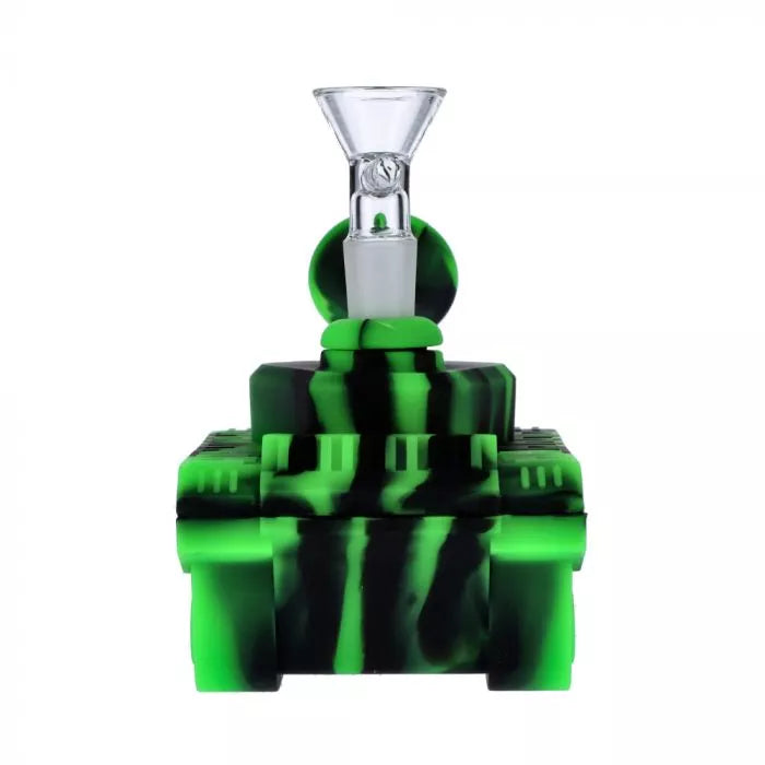 Silicone Army Tank Pipe with Glass Bowl