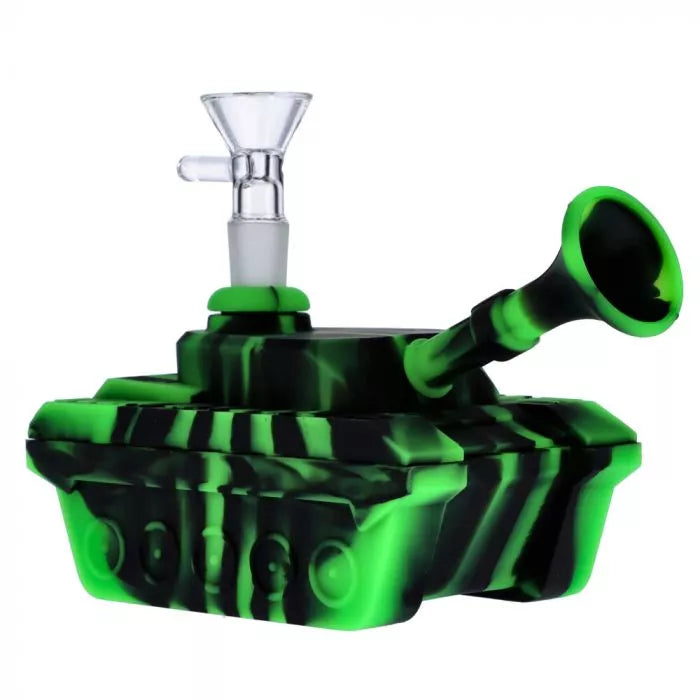 Silicone Army Tank Pipe with Glass Bowl