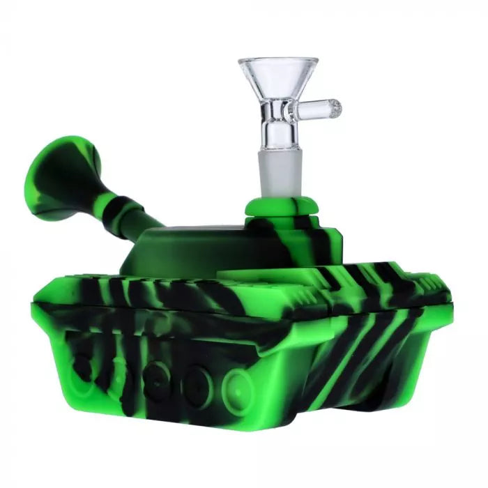 Silicone Army Tank Pipe with Glass Bowl