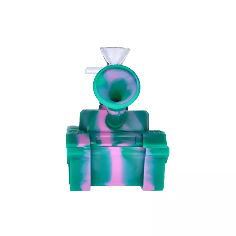Silicone Army Tank Pipe with Glass Bowl