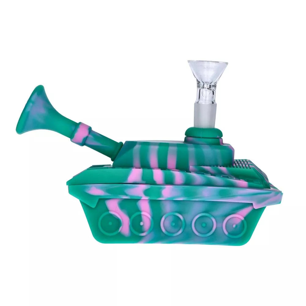 Silicone Army Tank Pipe with Glass Bowl
