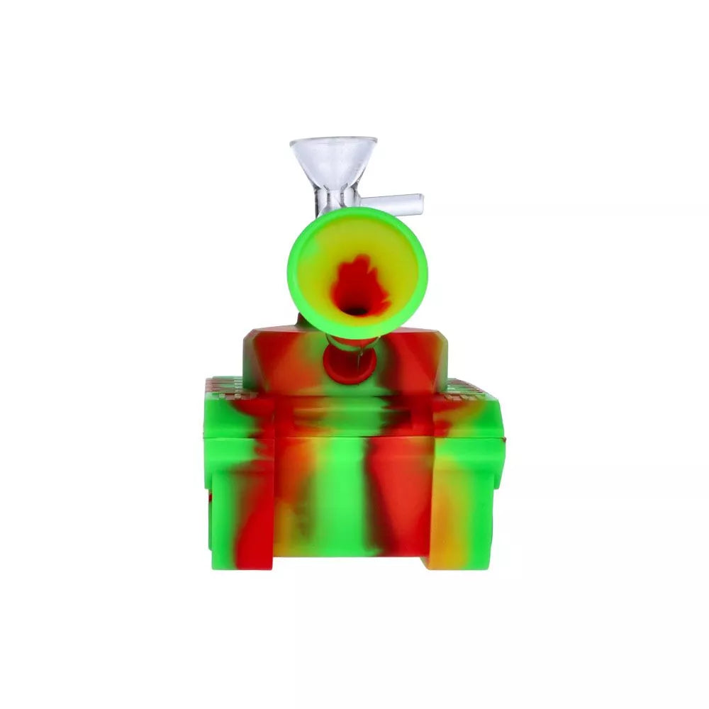 Silicone Army Tank Pipe with Glass Bowl