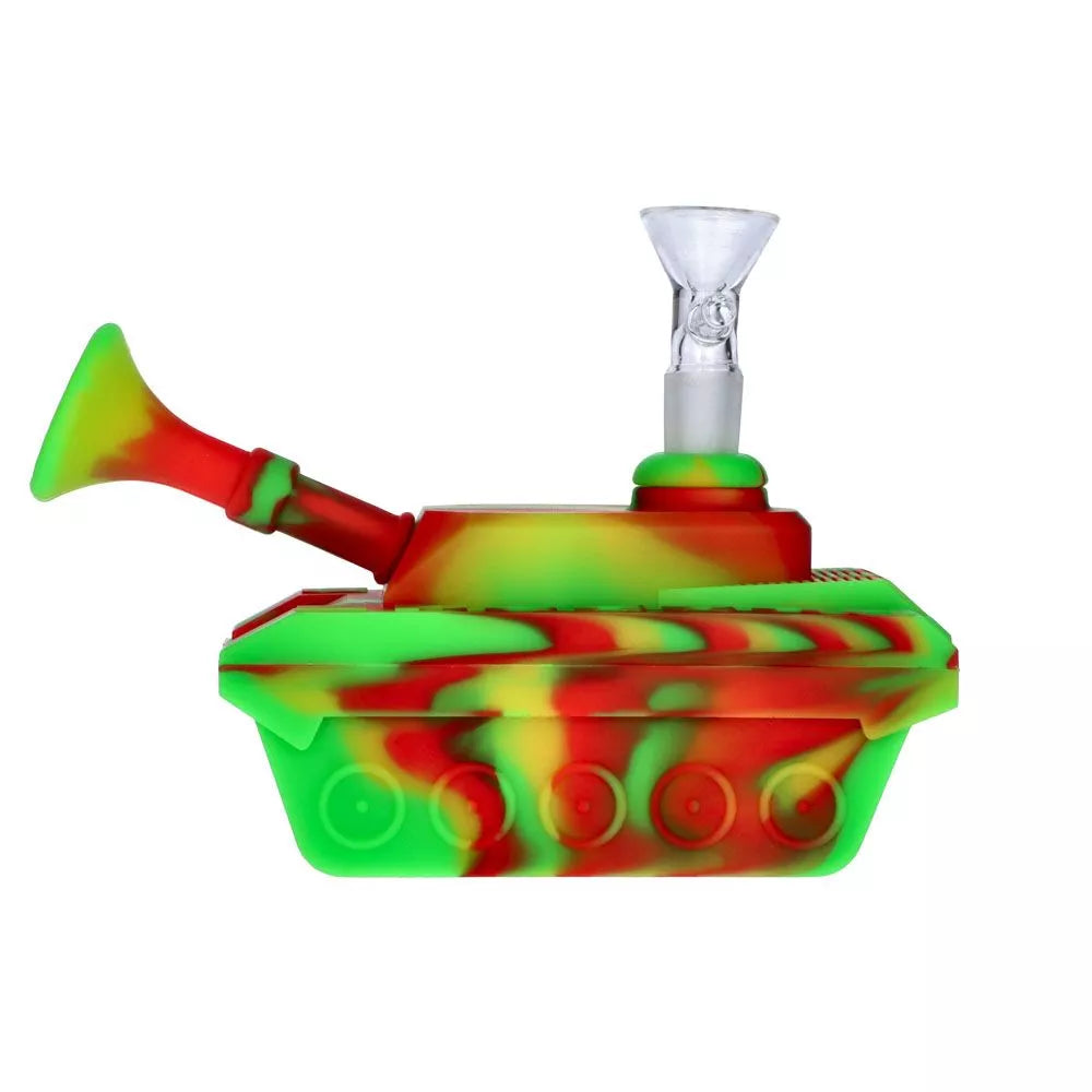 Silicone Army Tank Pipe with Glass Bowl