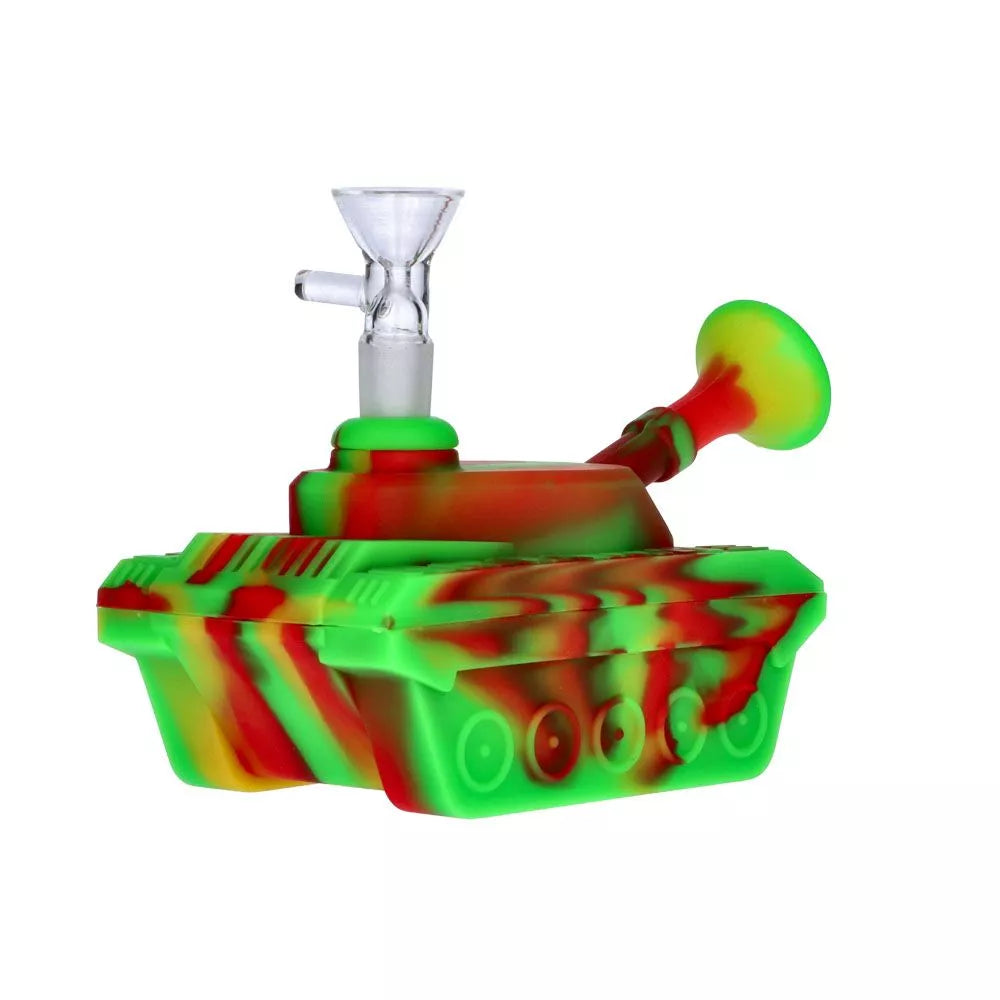 Silicone Army Tank Pipe with Glass Bowl