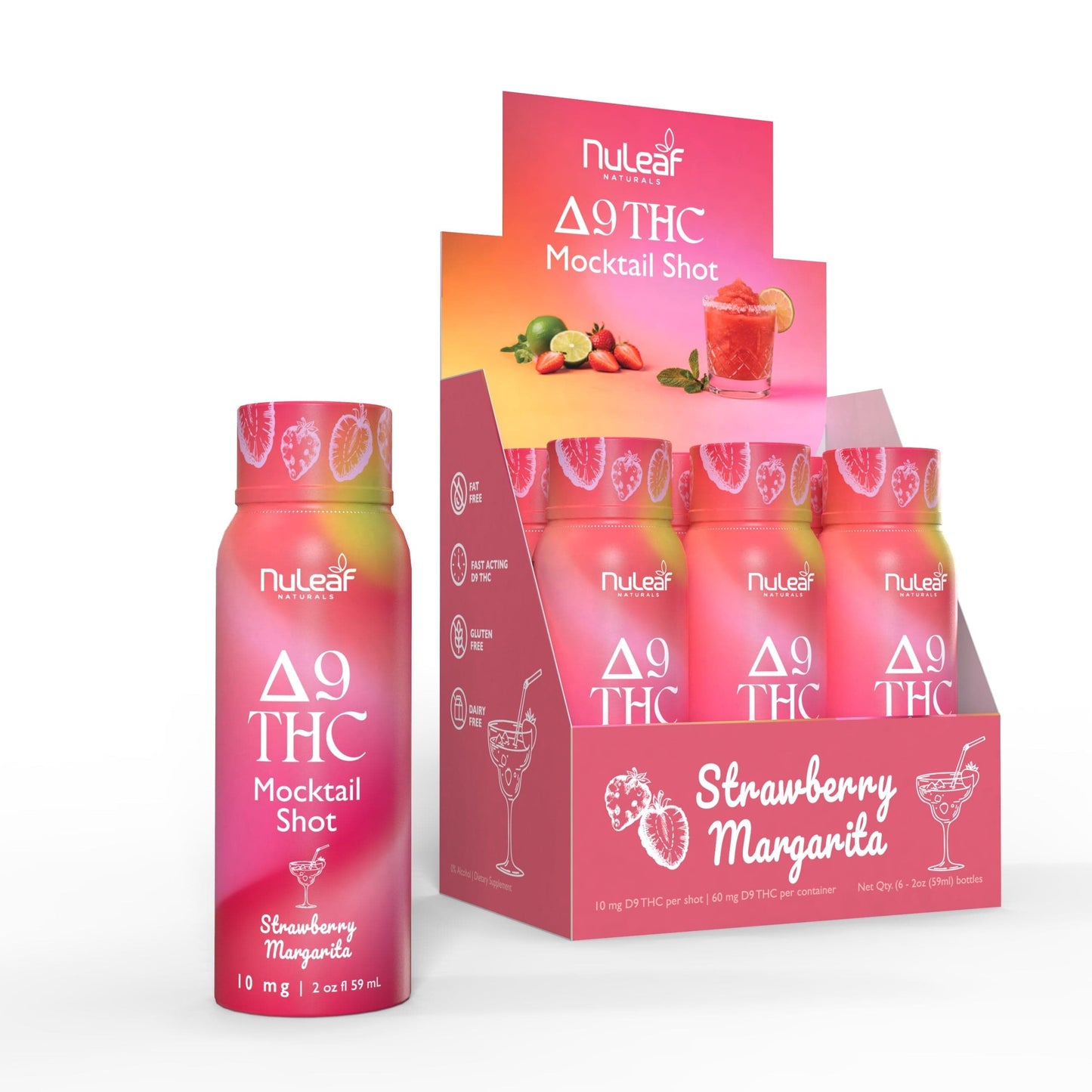 NuLeaf DELTA9 THC Strawberry Margarita / 6 Pack NuLeaf D9 THC Mocktail Shots