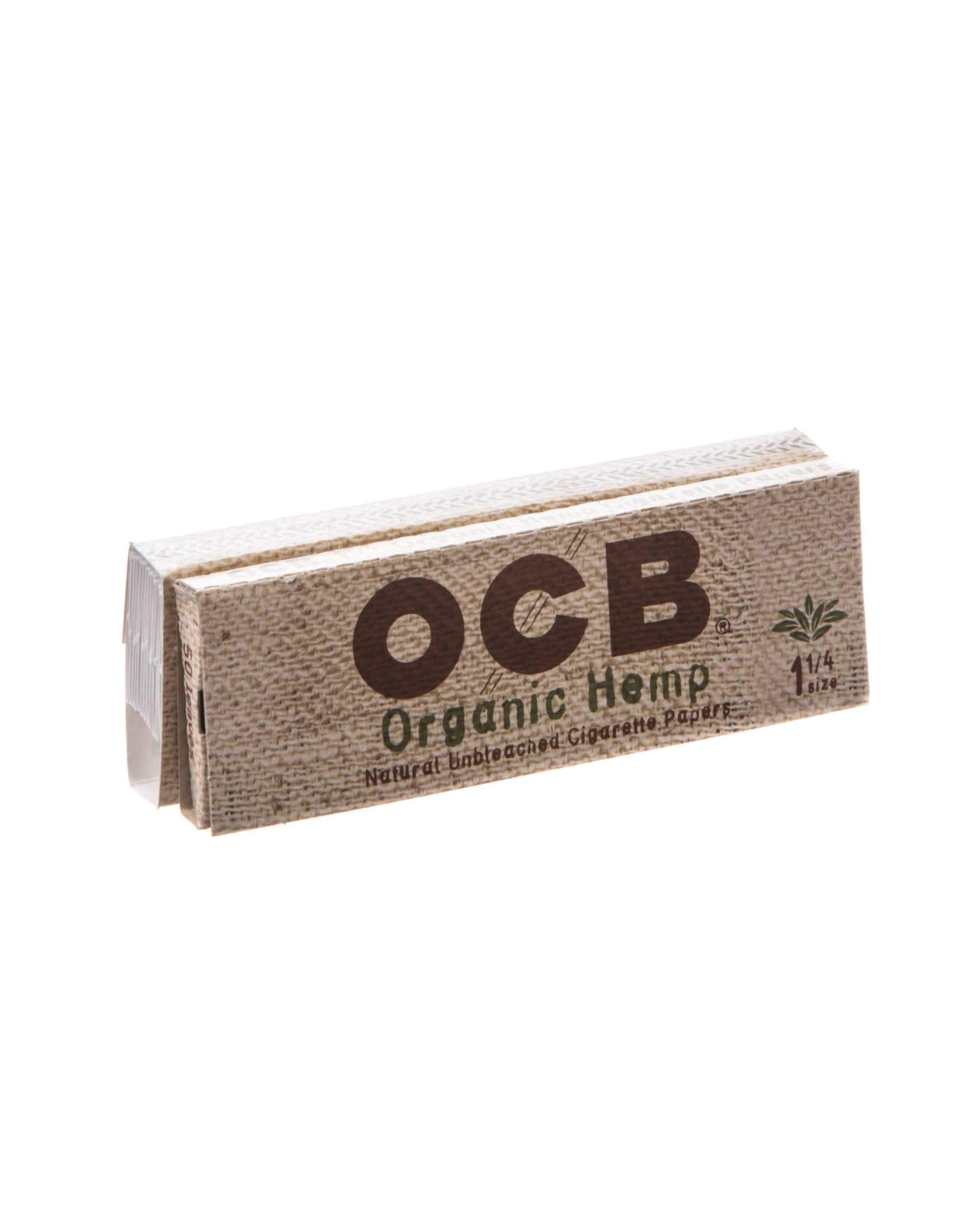 Close-up of Organic Hemp Rolling Papers, showing a stack of booklets against a plain white background.
