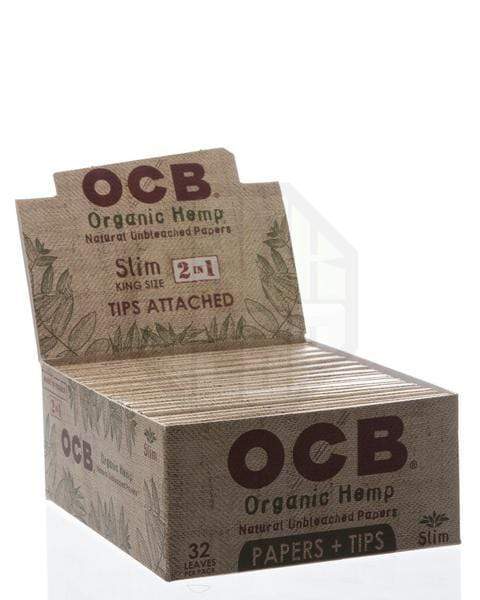 Front view of the Organic Hemp Rolling Papers package, showing a stack of papers in a slim, branded box.