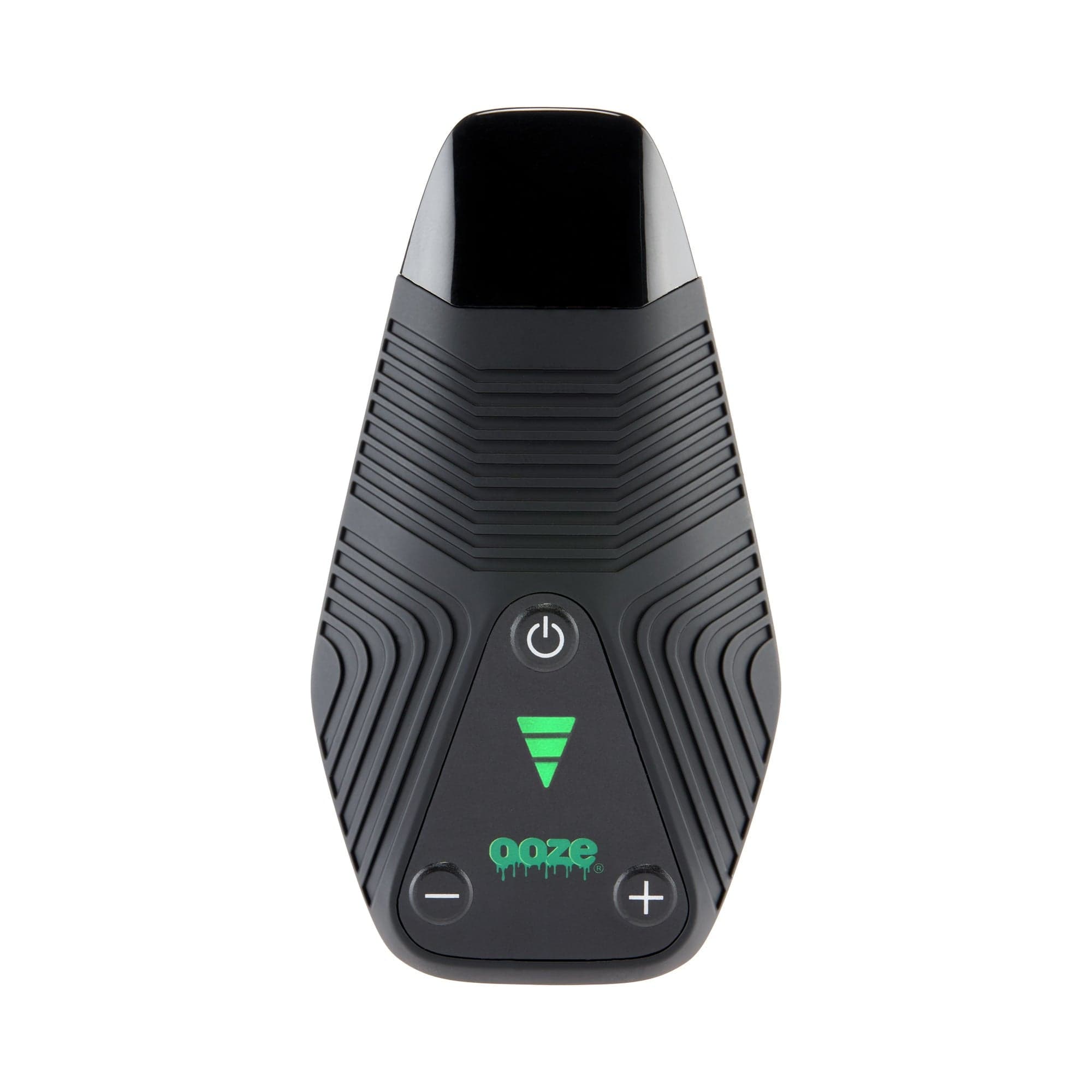 Front view of the Ooze Brink Dry Herb Vaporizer – 1800 mAh C-Core, showing the device’s button controls against a black background.