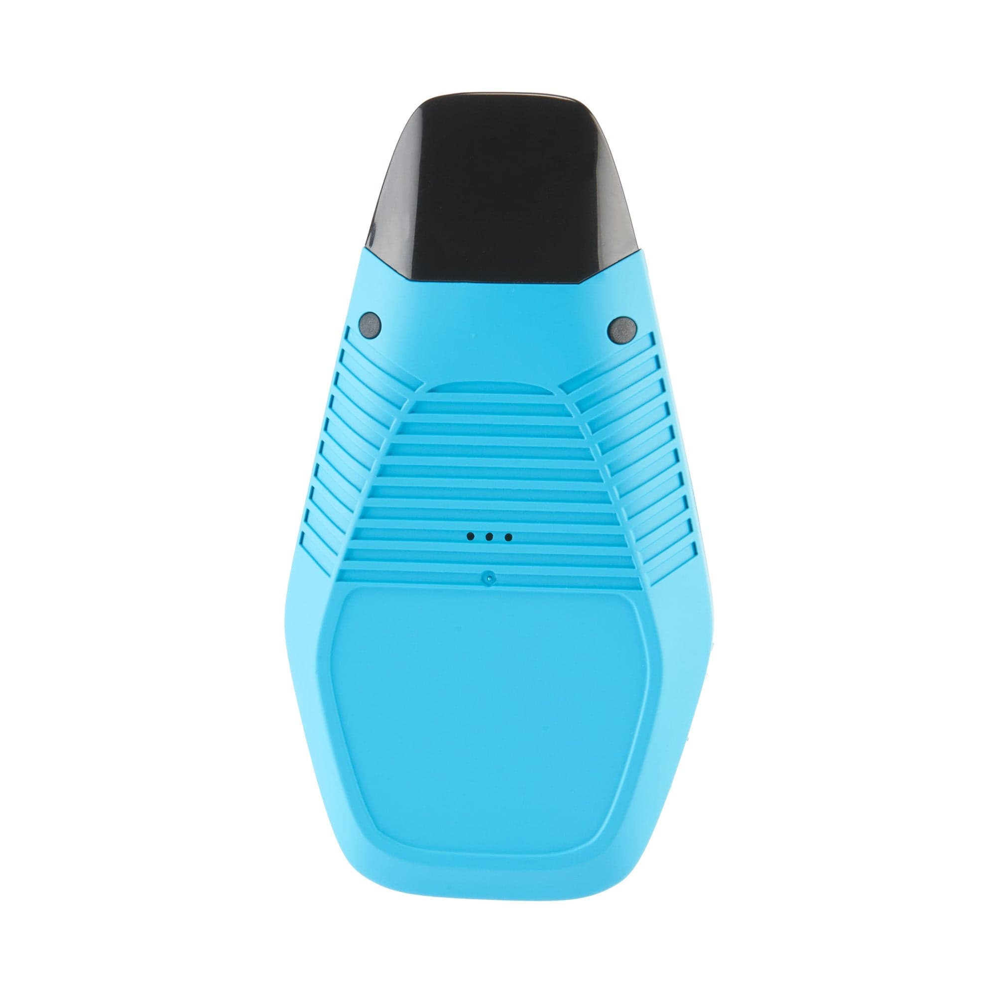 Front view of the Ooze Brink Dry Herb Vaporizer – 1800 mAh C-Core, showcasing its sleek, blue design and ribbed texture against a white background.