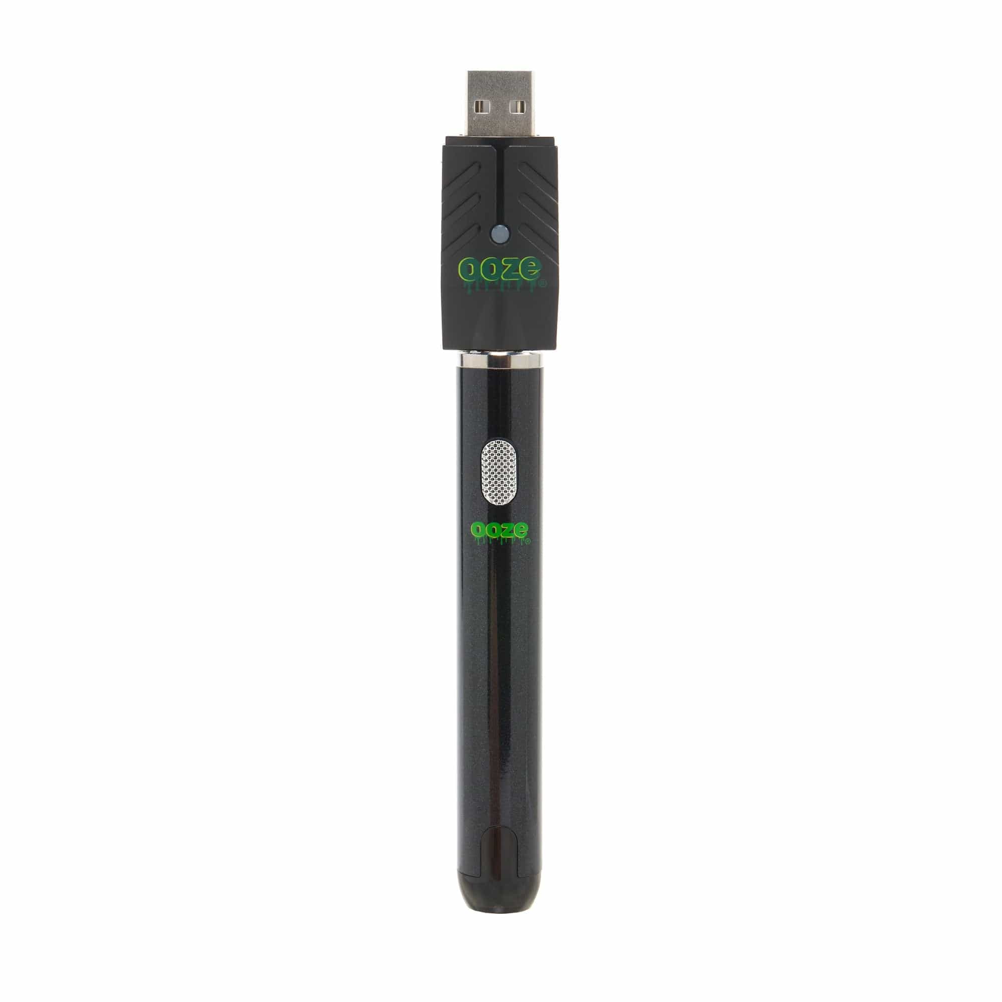 A sleek, front view of the Ooze Smart Battery - 650 mAh Vape Pen, showcasing its black cylindrical shape against a plain white background.